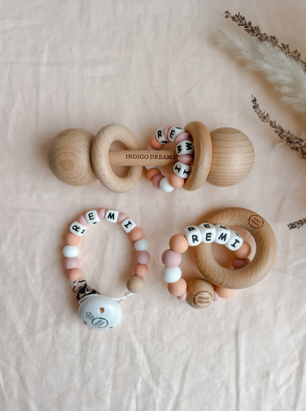 Keepsake Rattle, Teether and Dummy Chain Bundle