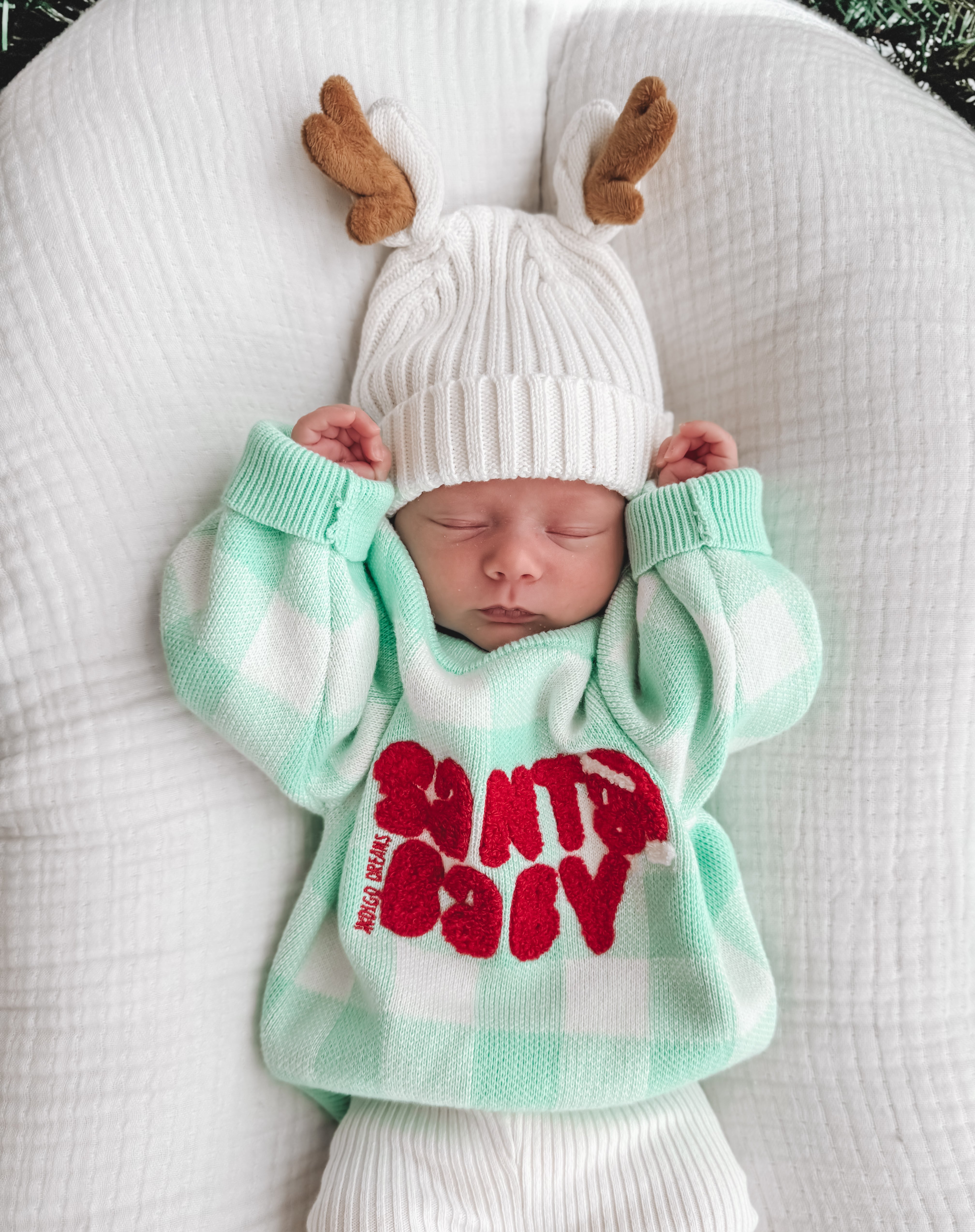 Santa Baby Gingham Jumper - Peppermint