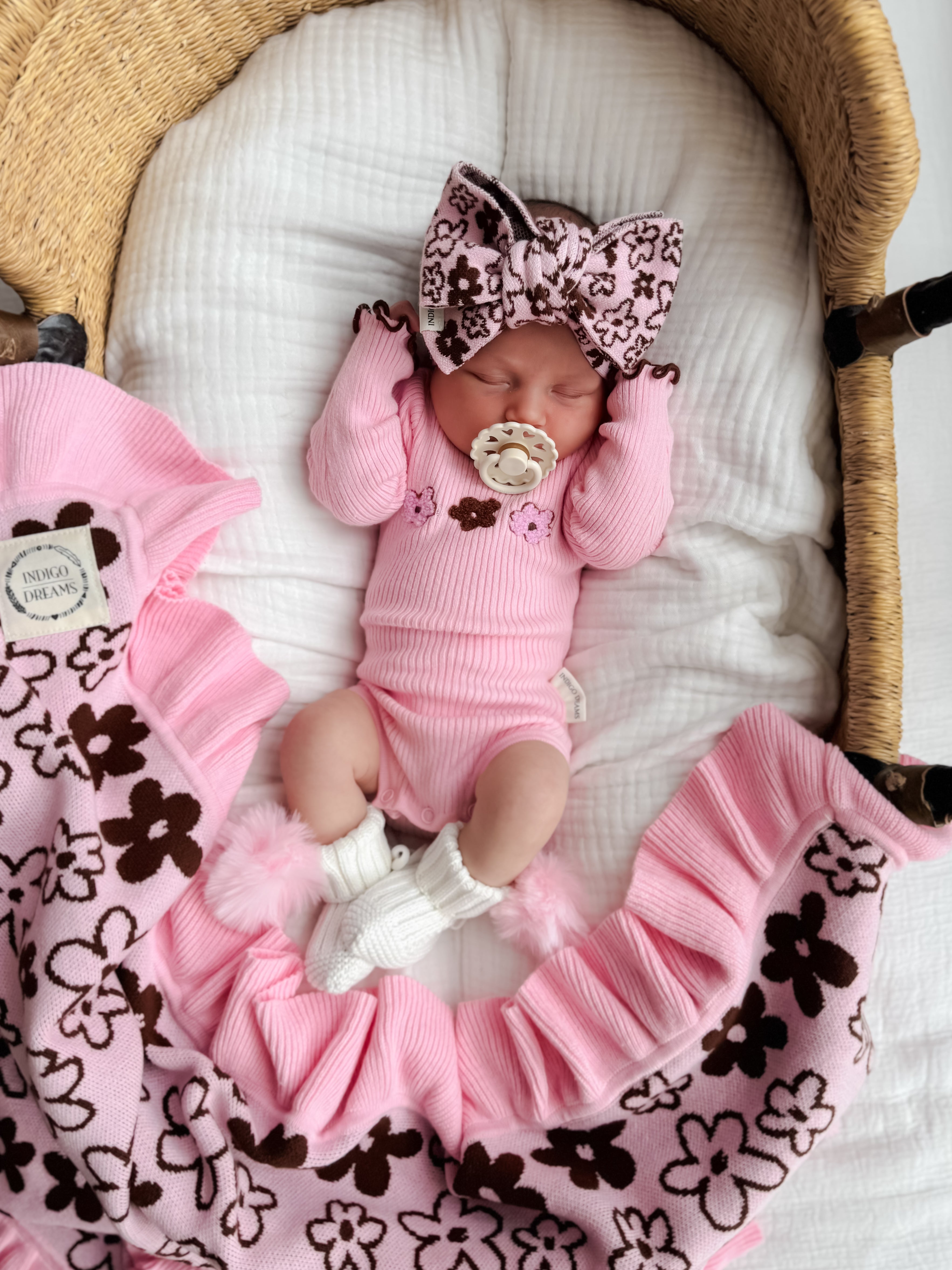 Romy Frill Bodysuit - Cocoa & Blossom