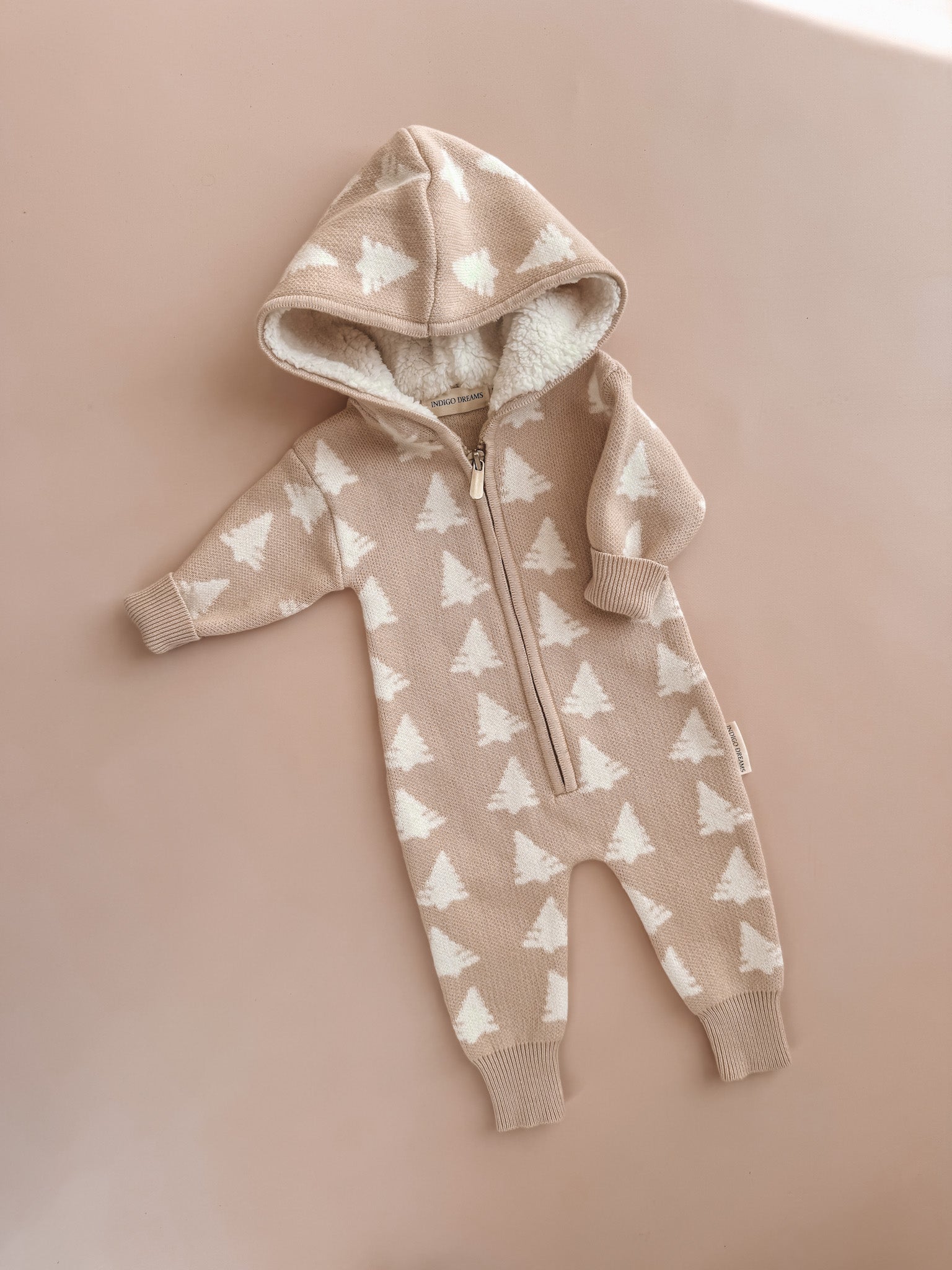 Christmas Tree Sherpa Hooded Romper