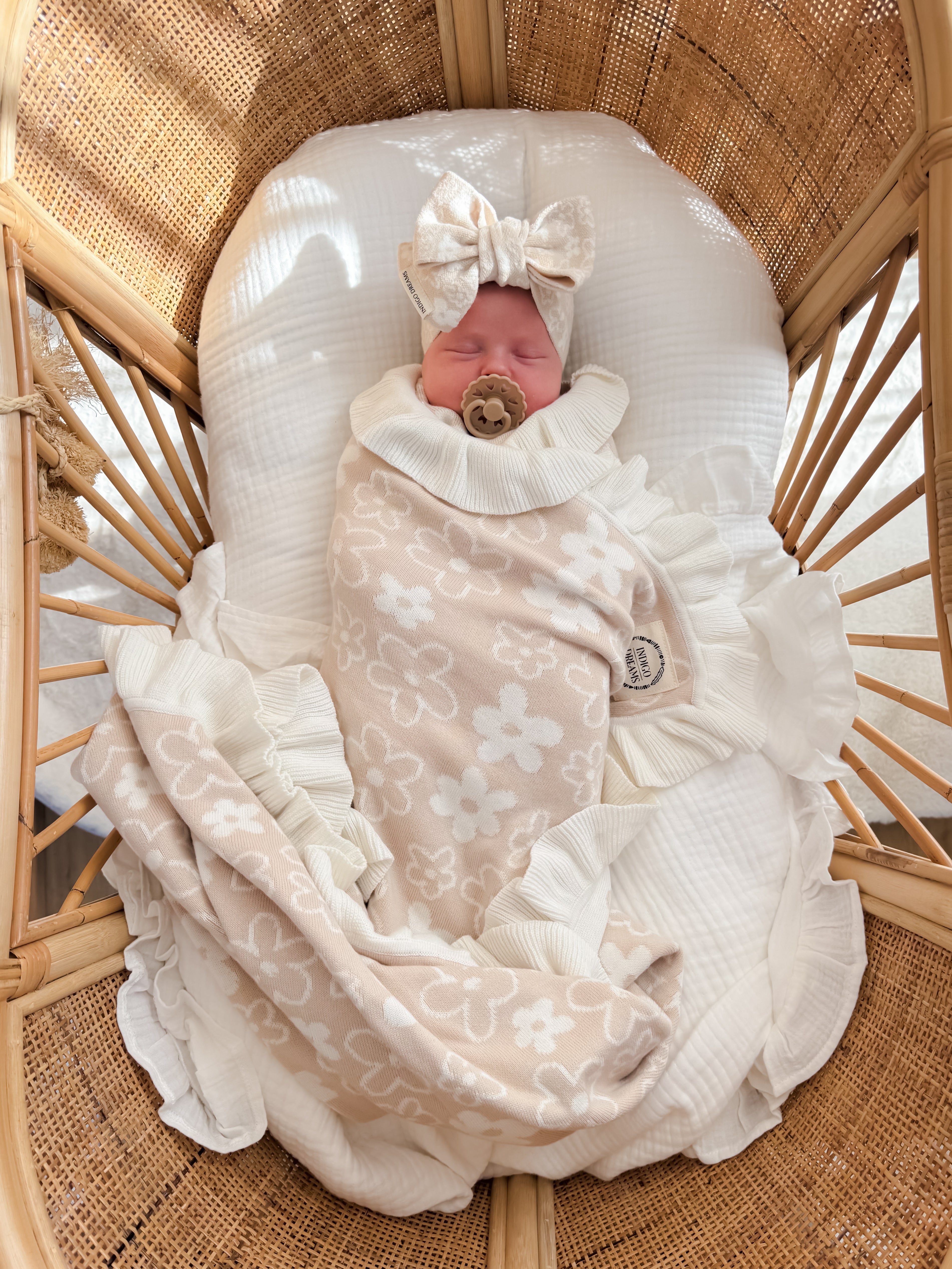 Romy Frill Reversible Blanket - Almond