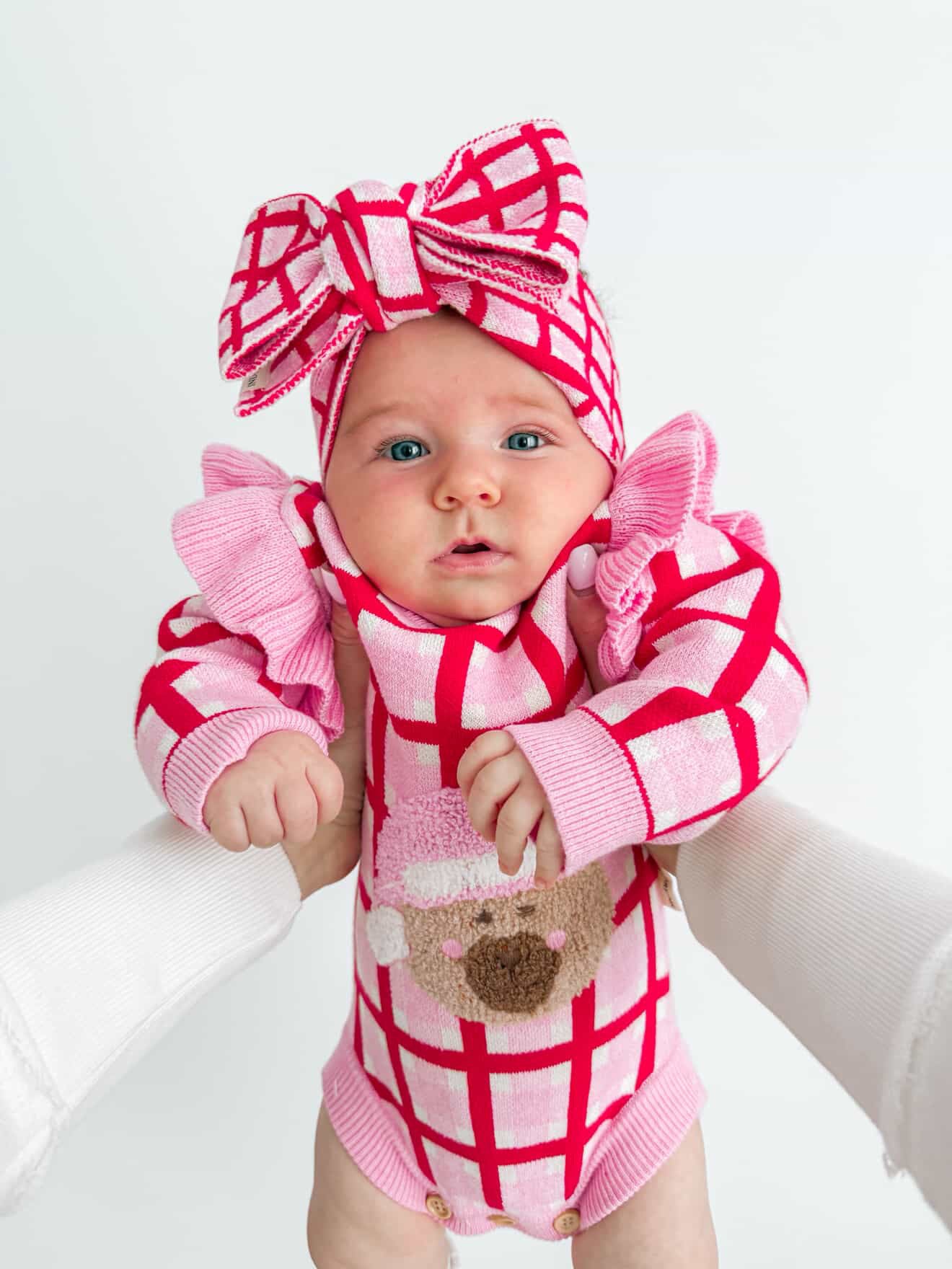 Santa Bear Longsleeve Romper - Candy