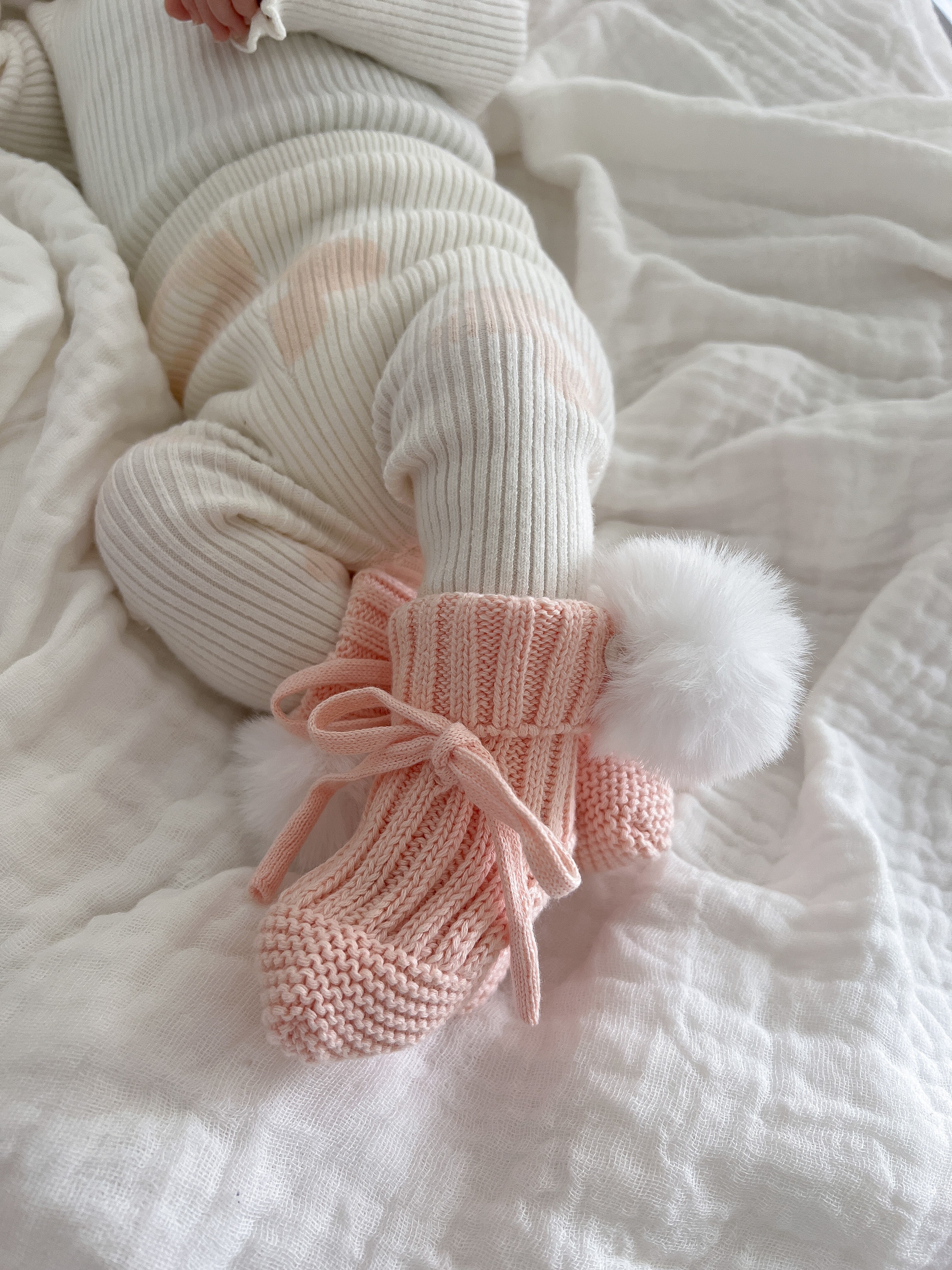 Soft Pink Pom Booties