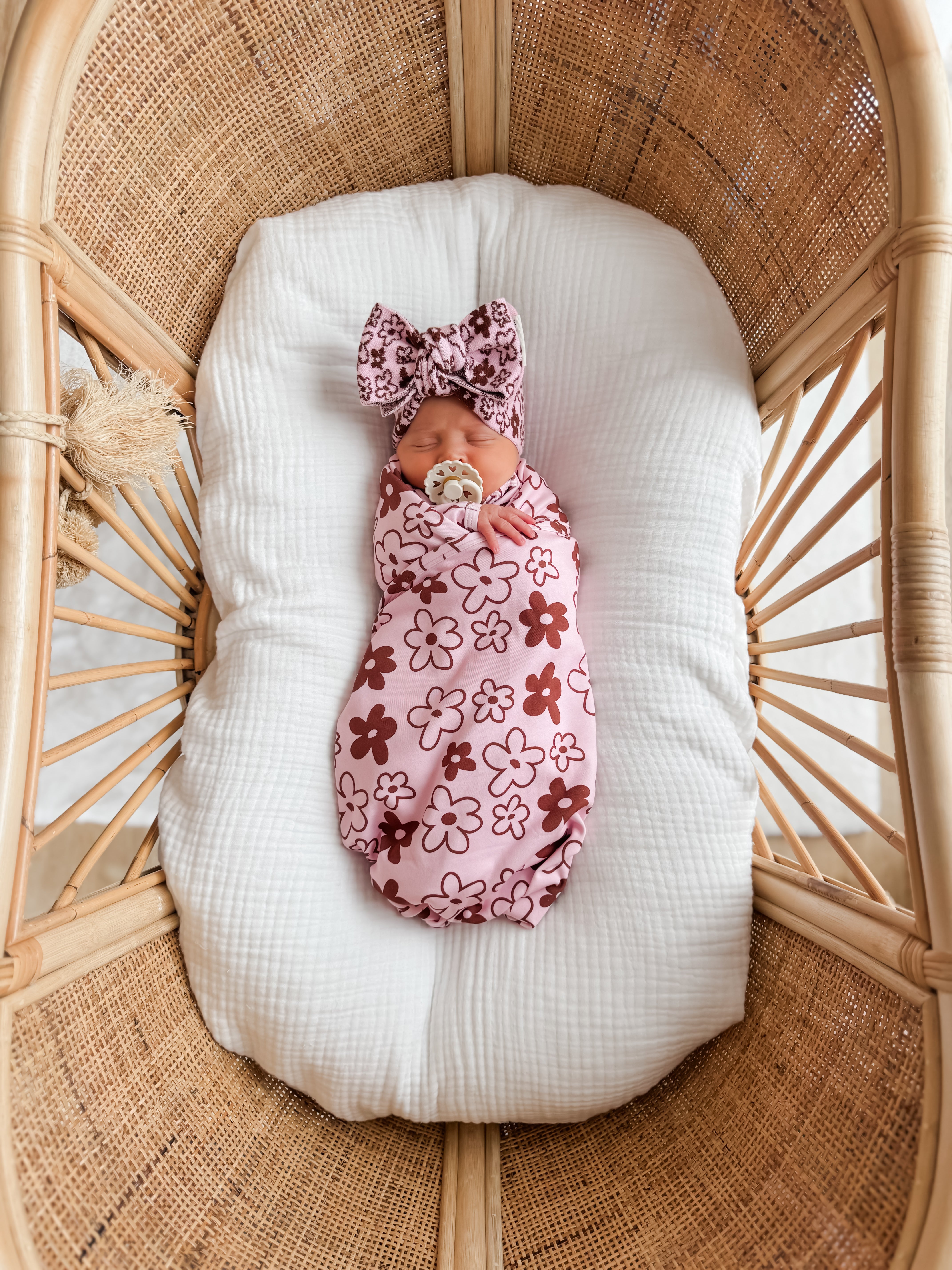 Romy Stretch Swaddle - Cocoa & Blossom