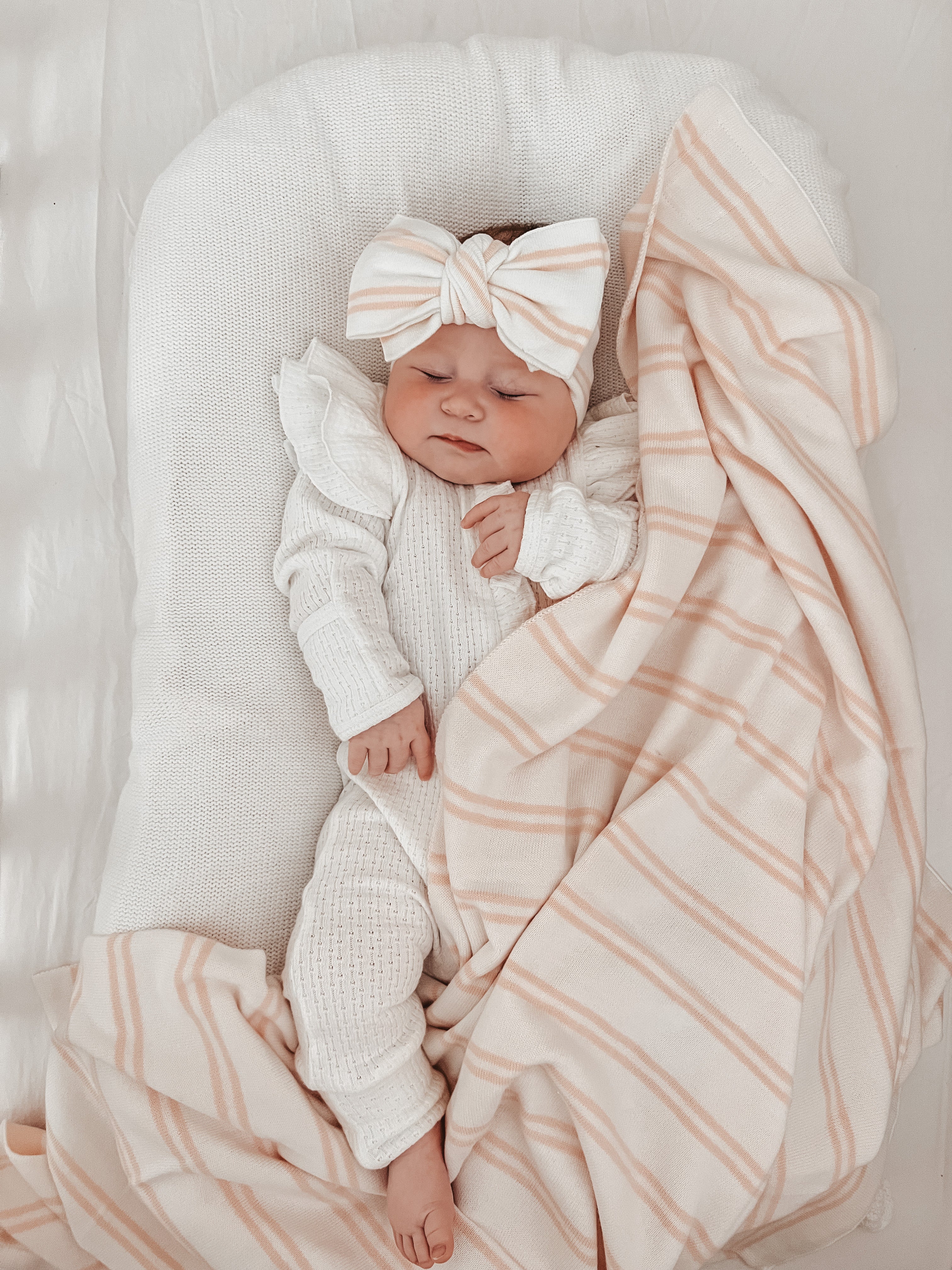 Soft Pink Stripe Knit Headband