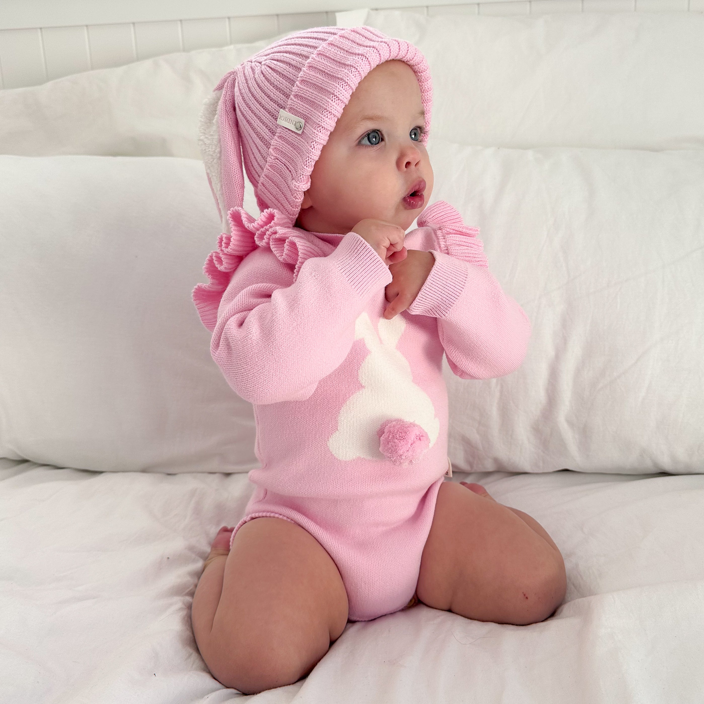 Bunny Pom Romper - Blossom
