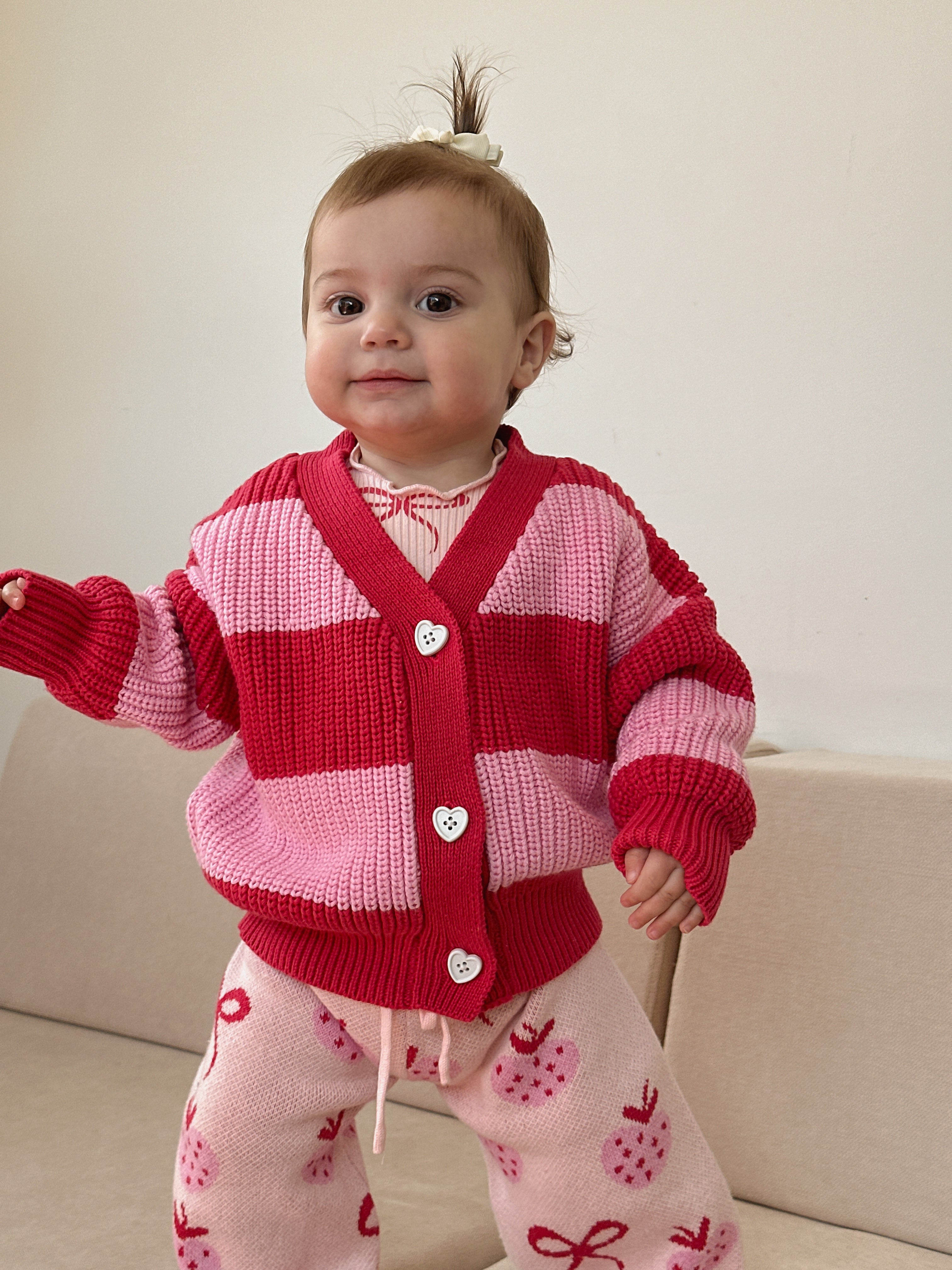 Chunky Knit Raspberry Cardigan