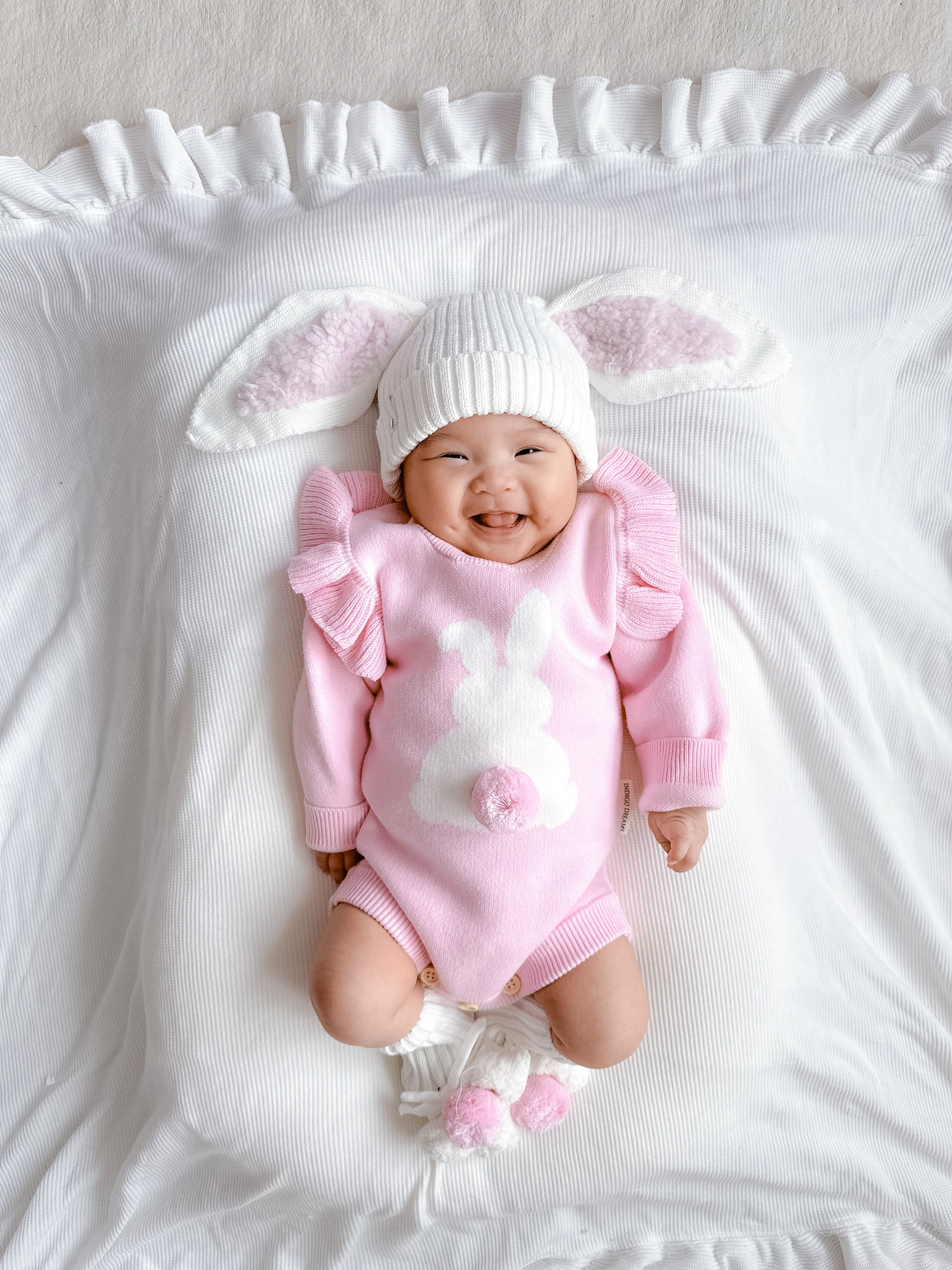 Bunny Pom Romper - Blossom