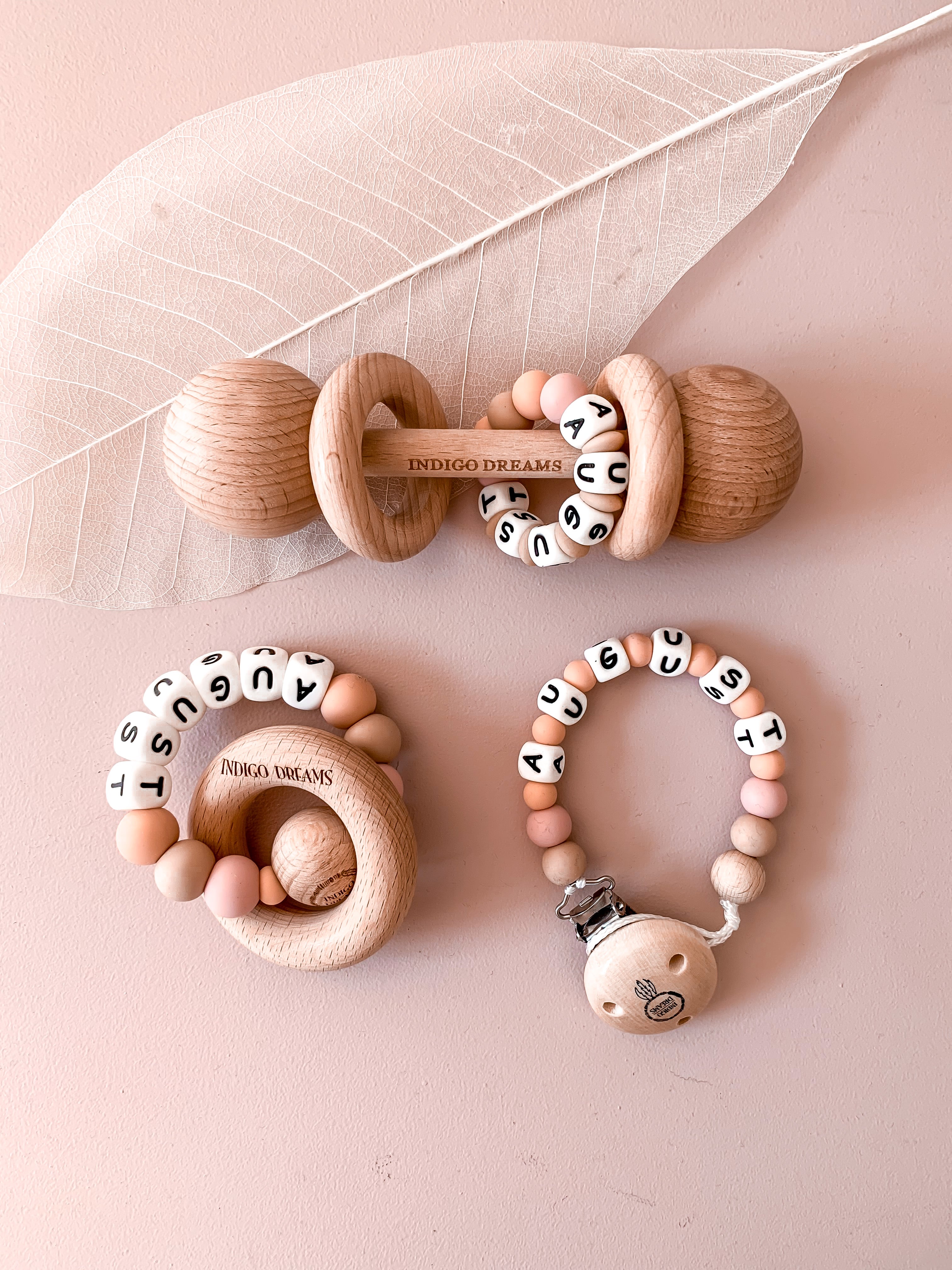 Keepsake Rattle, Teether and Dummy Chain Bundle