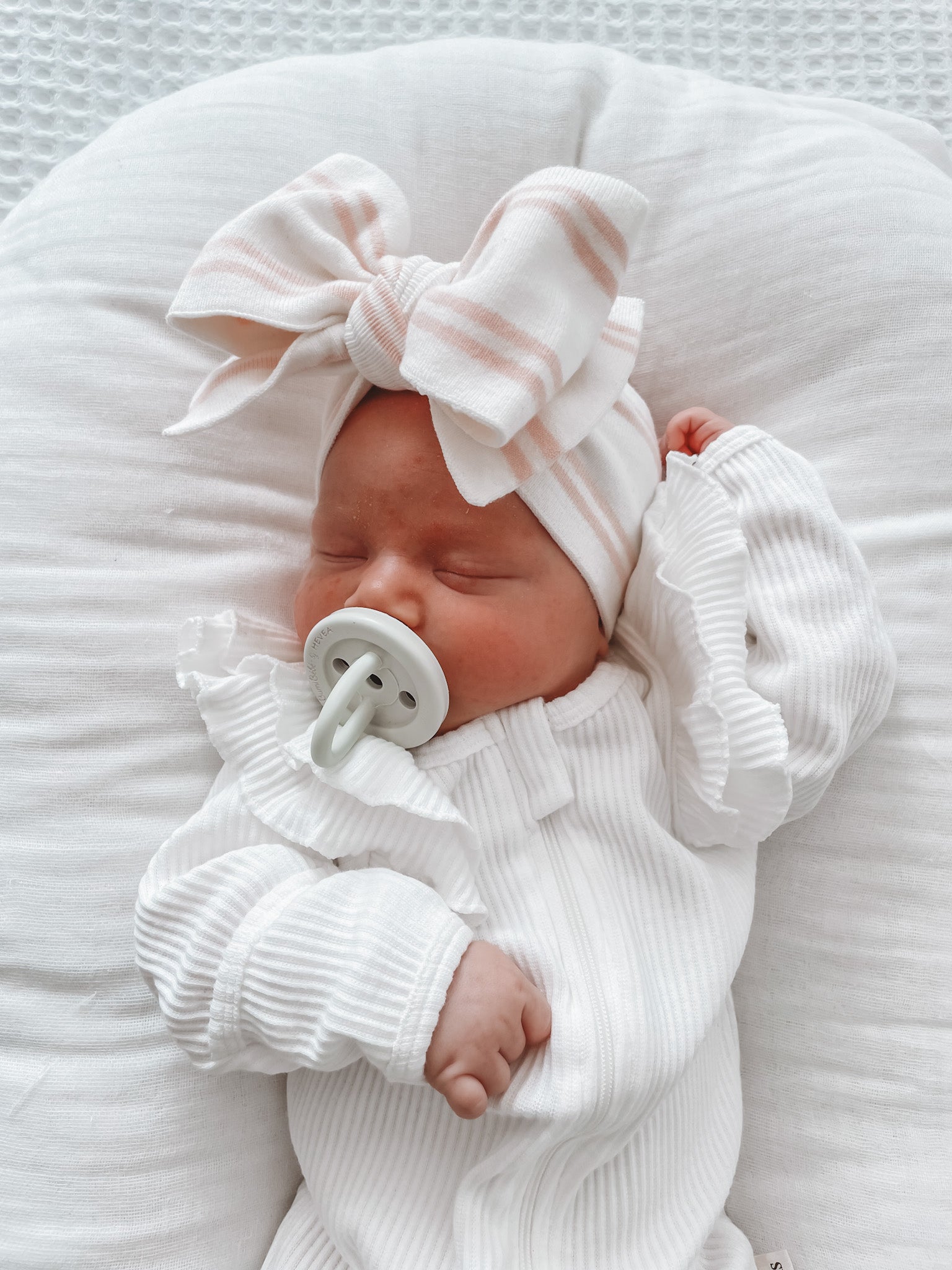 Soft Pink Stripe Knit Headband
