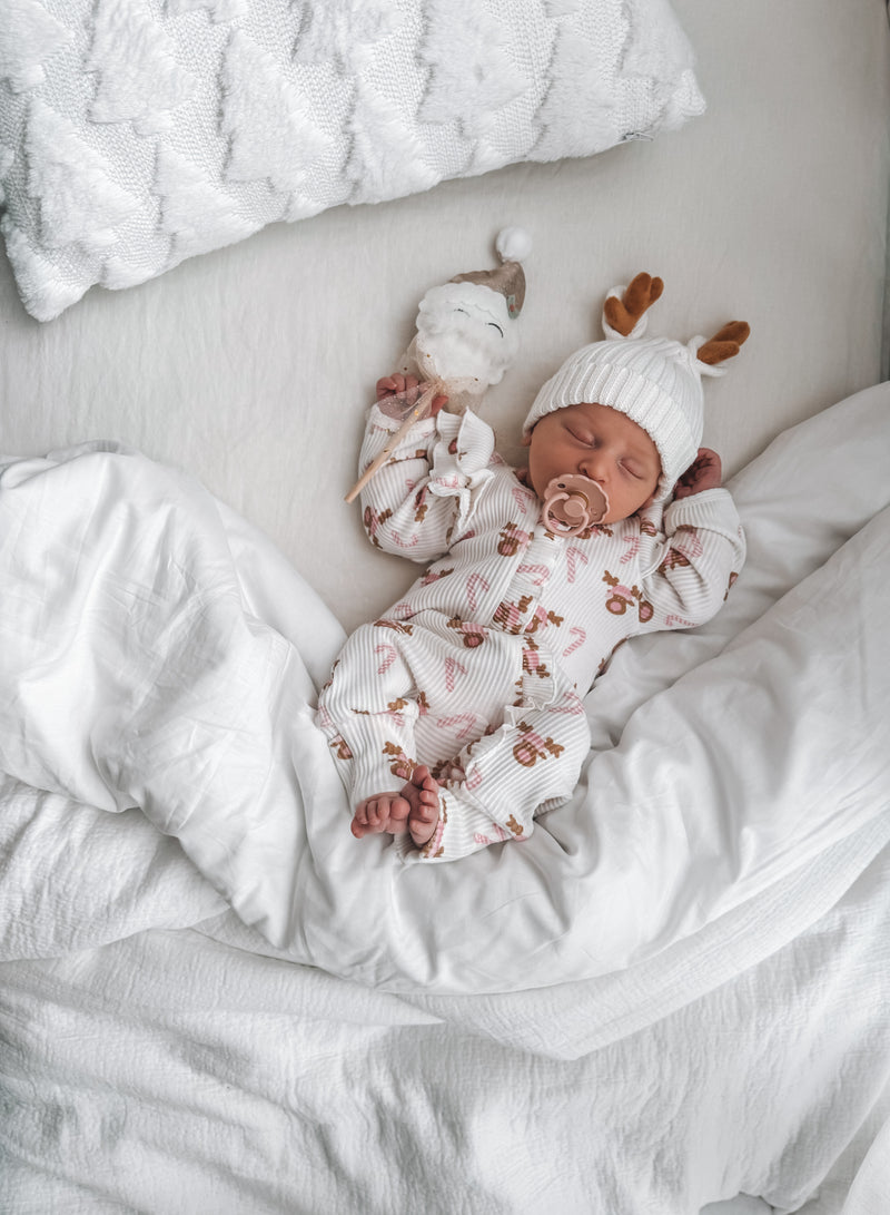 Pink Reindeer Ruffle Romper