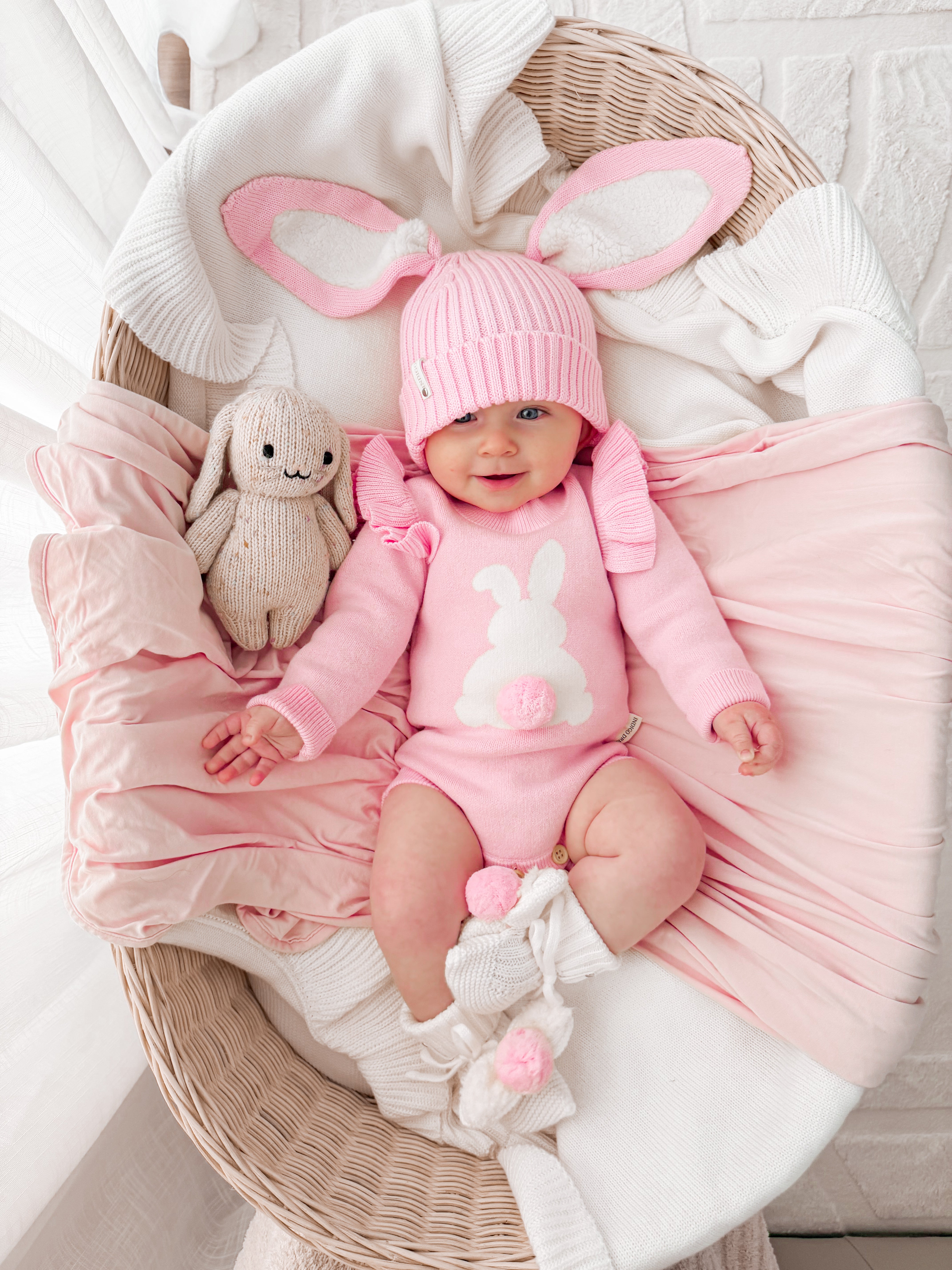 Bunny Pom Romper - Blossom