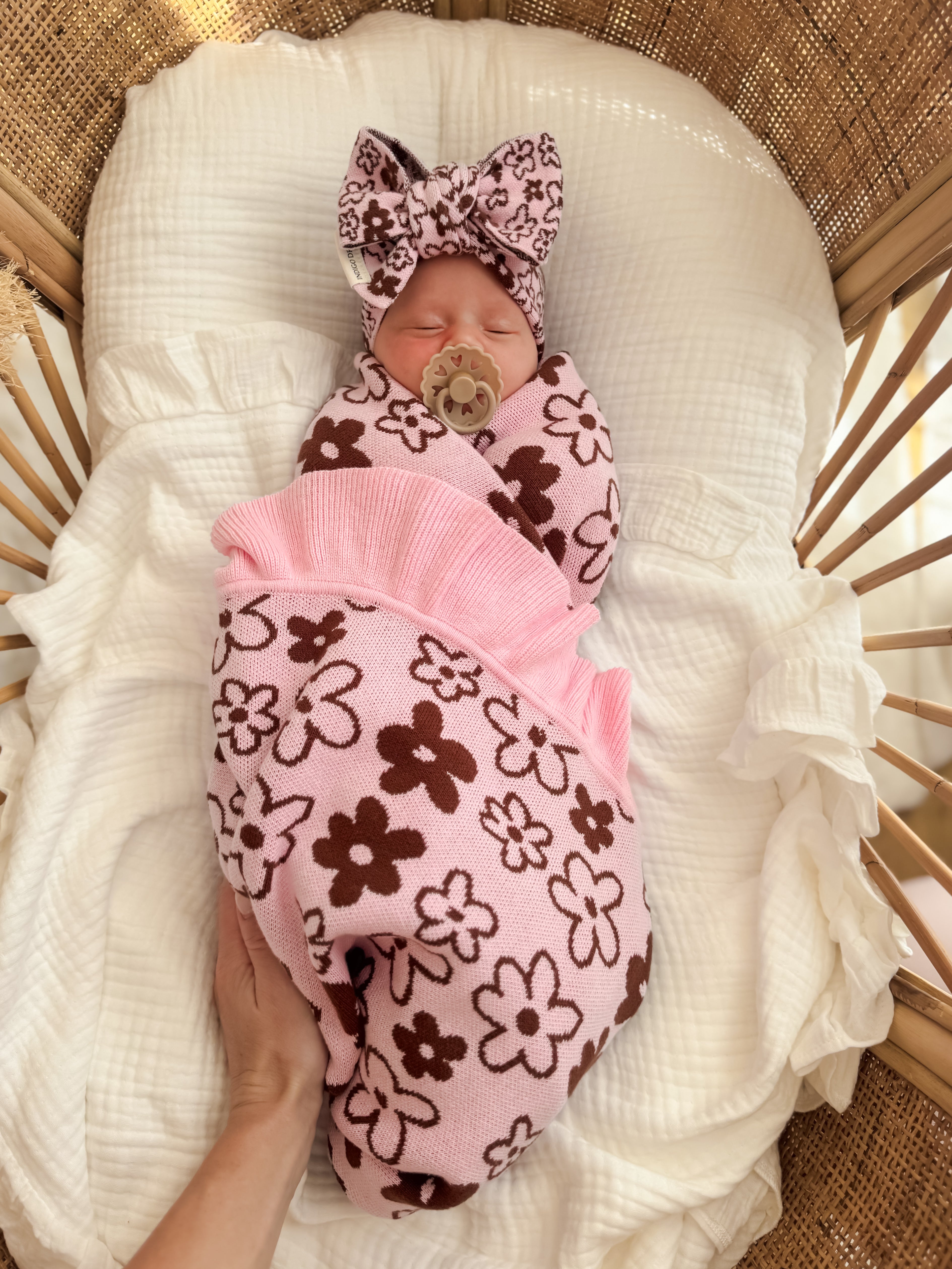 Romy Frill Reversible Blanket - Cocoa & Blossom