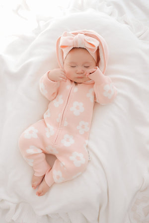 Lola Sherpa Hooded Romper Soft Pink