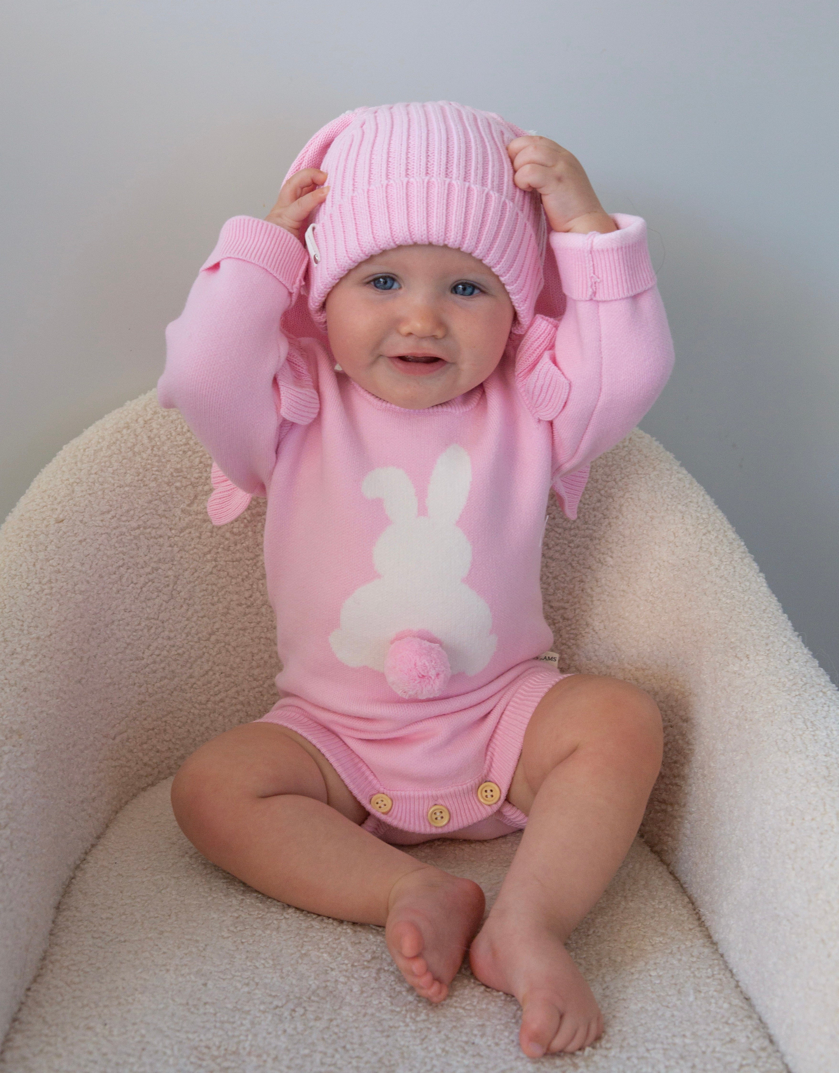 Bunny Pom Romper - Blossom