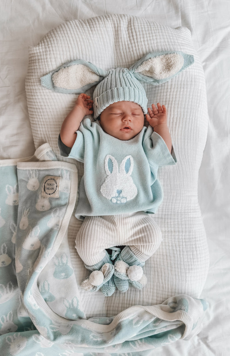 Sherpa Bunny Beanie - Powder Blue