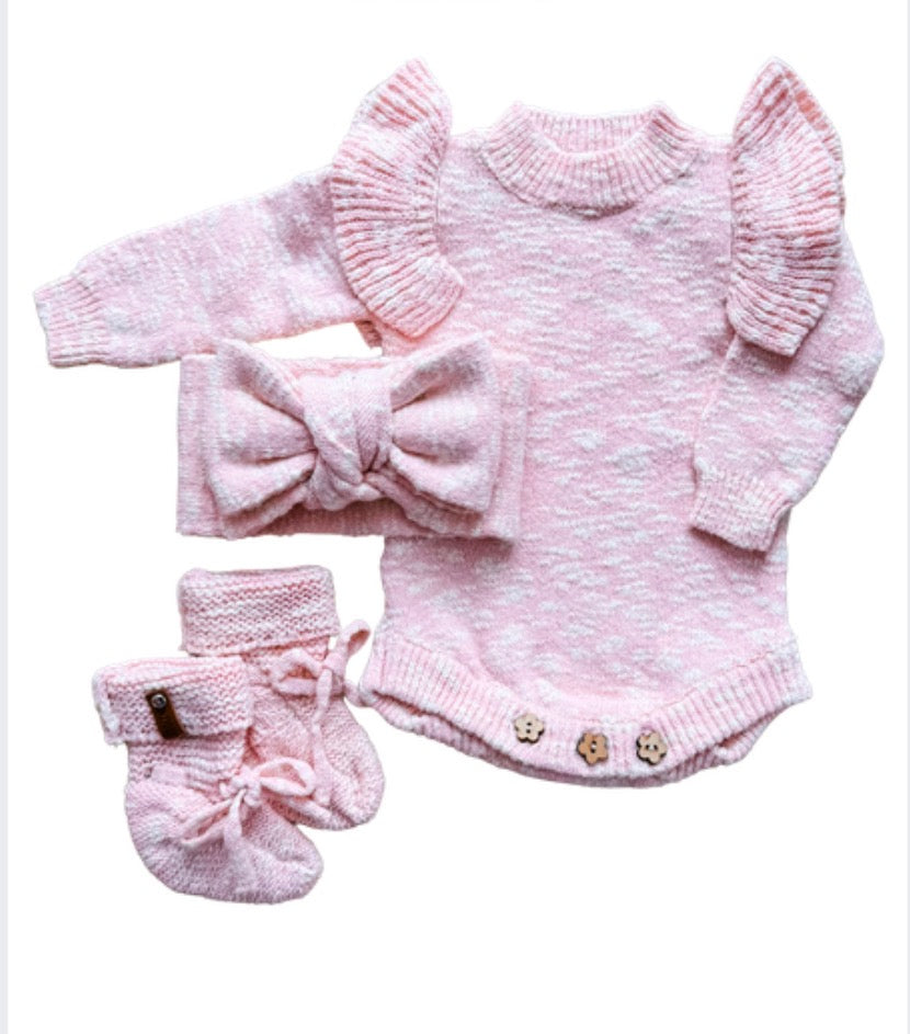 Blush Textured Romper Bundle
