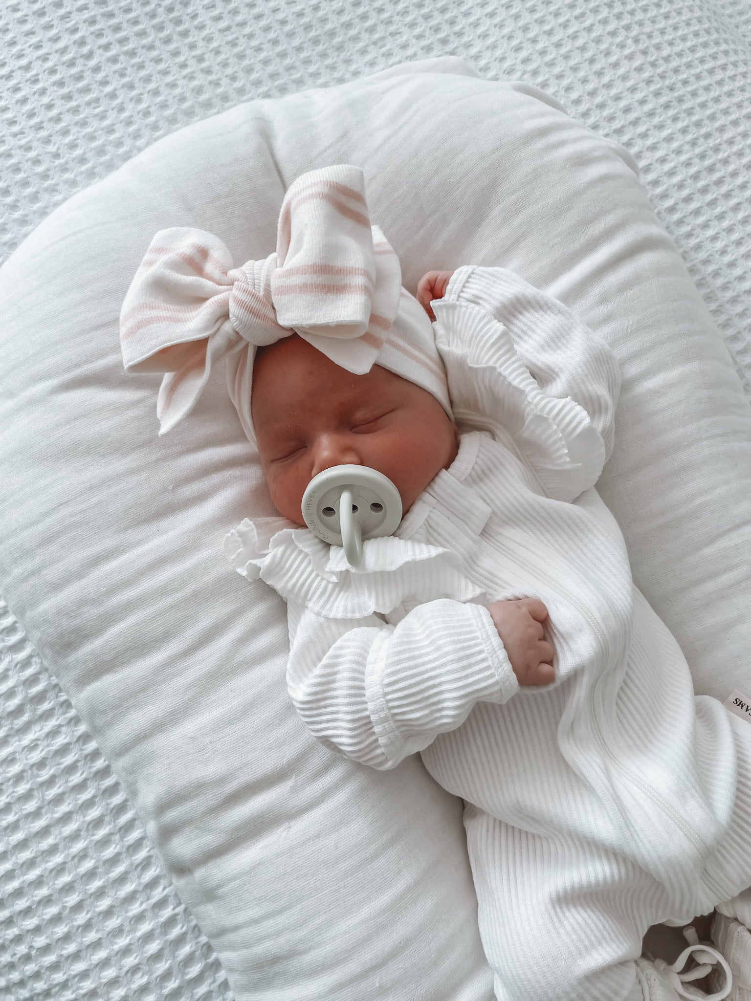 Soft Pink Stripe Knit Headband