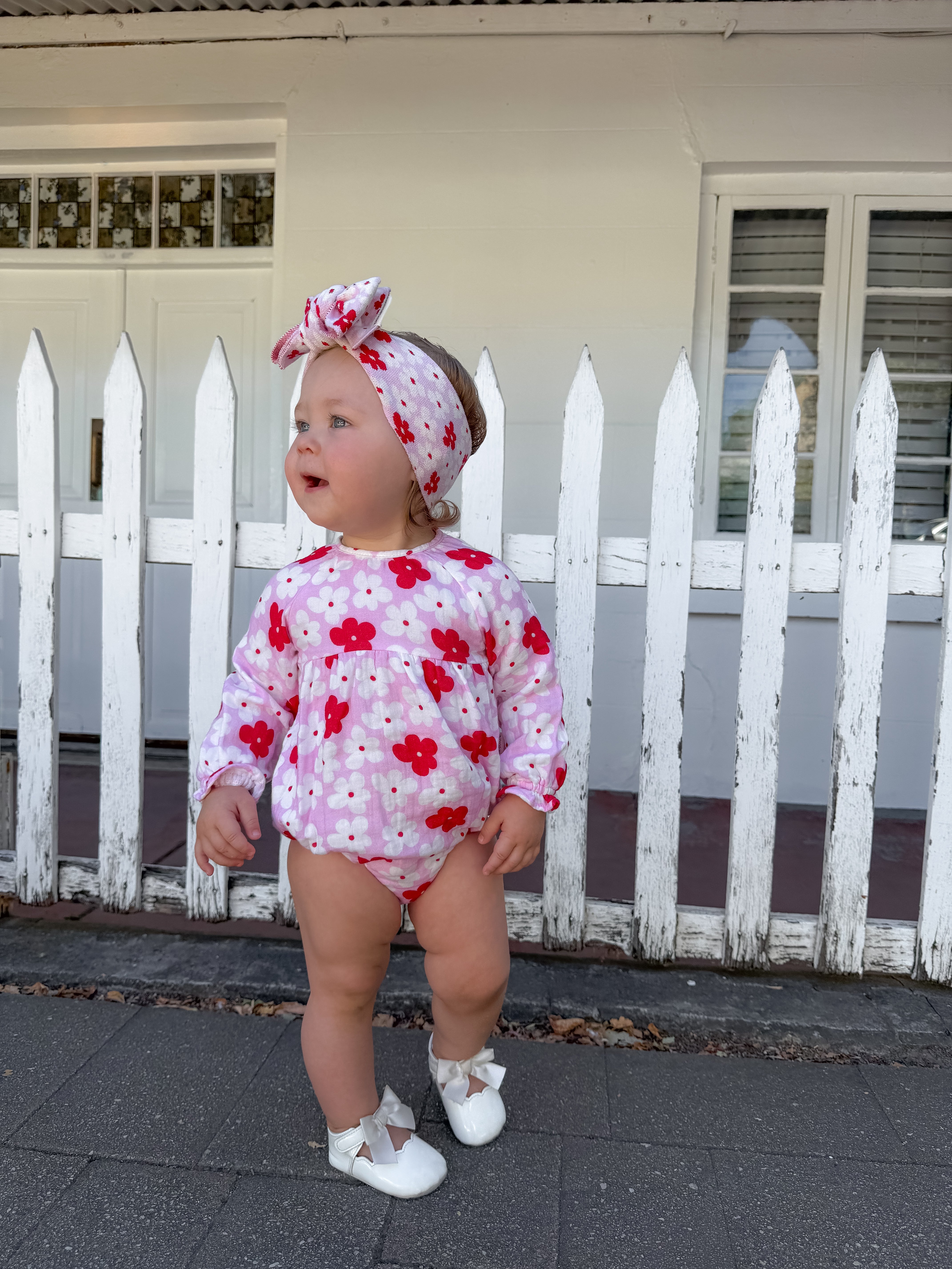 Lila Frill Sleeve Bubble Romper - Poppy