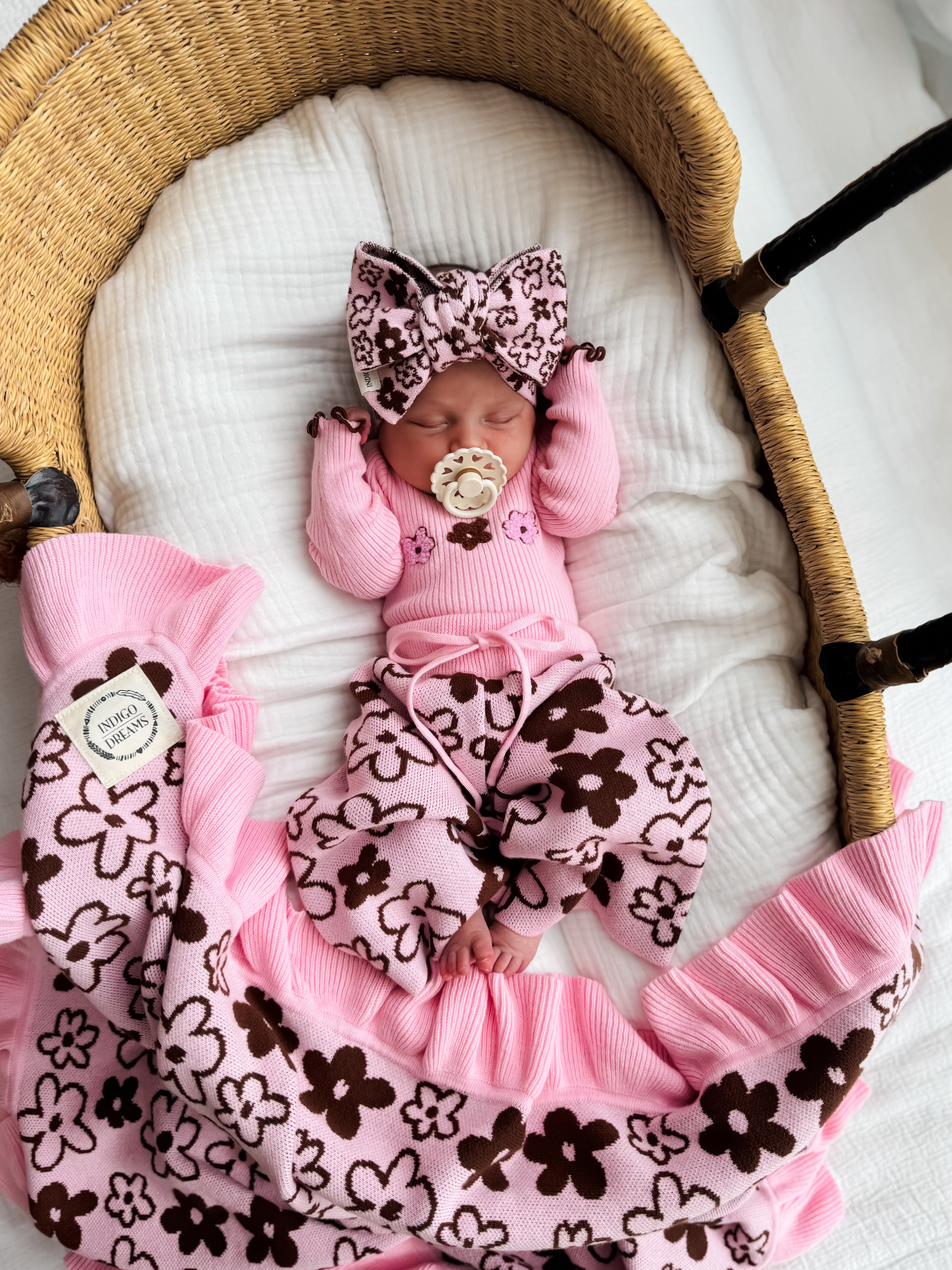 Romy Frill Bodysuit - Cocoa & Blossom