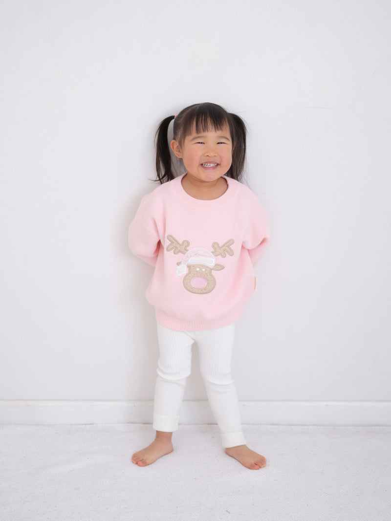 Pink Reindeer Sherpa Jumper