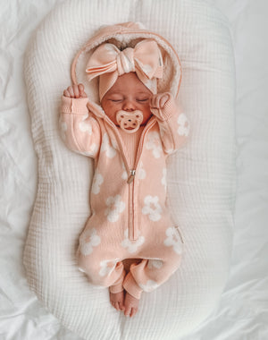 Lola Sherpa Hooded Romper Soft Pink