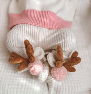 Pink Reindeer Booties