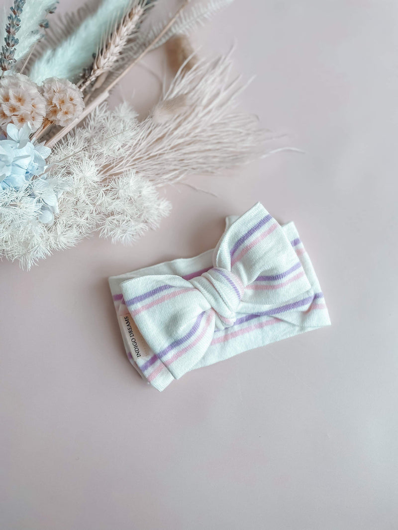 Lilac/ Cotton Candy Stripe Knit Headband