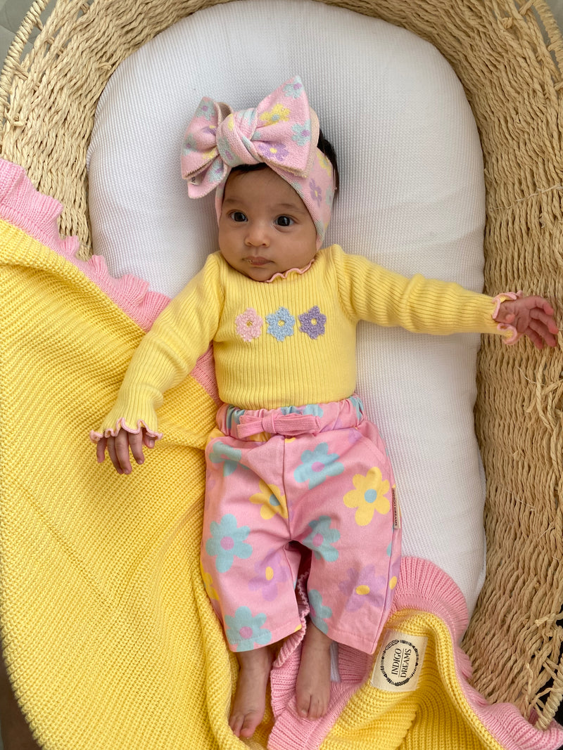 Chunky Frill Lemon Blanket