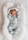 Milo Sherpa Hooded Romper with ears - Powder Blue