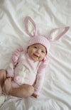 Gingham Bunny Longsleeve Romper - Orchid