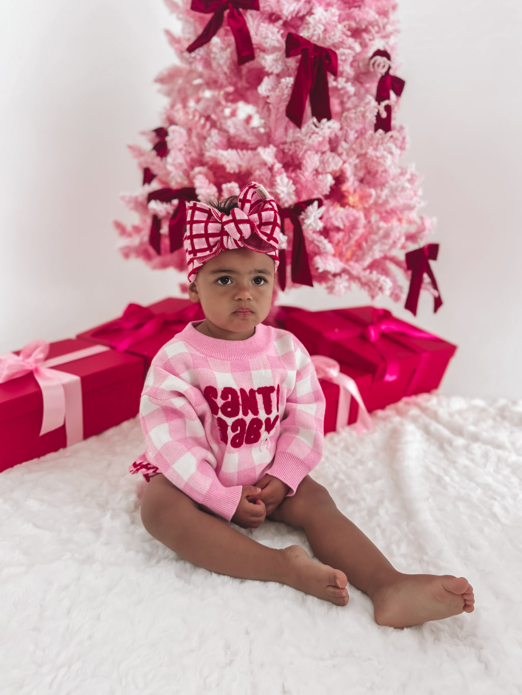 Santa Baby Gingham Jumper - Candy