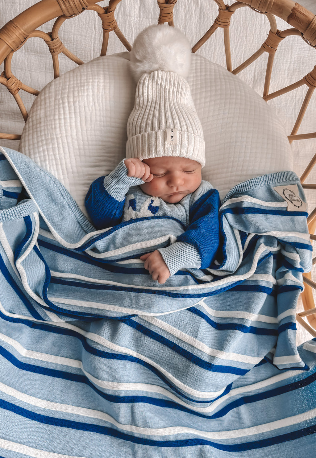 Alfie Blue Stripe Blanket