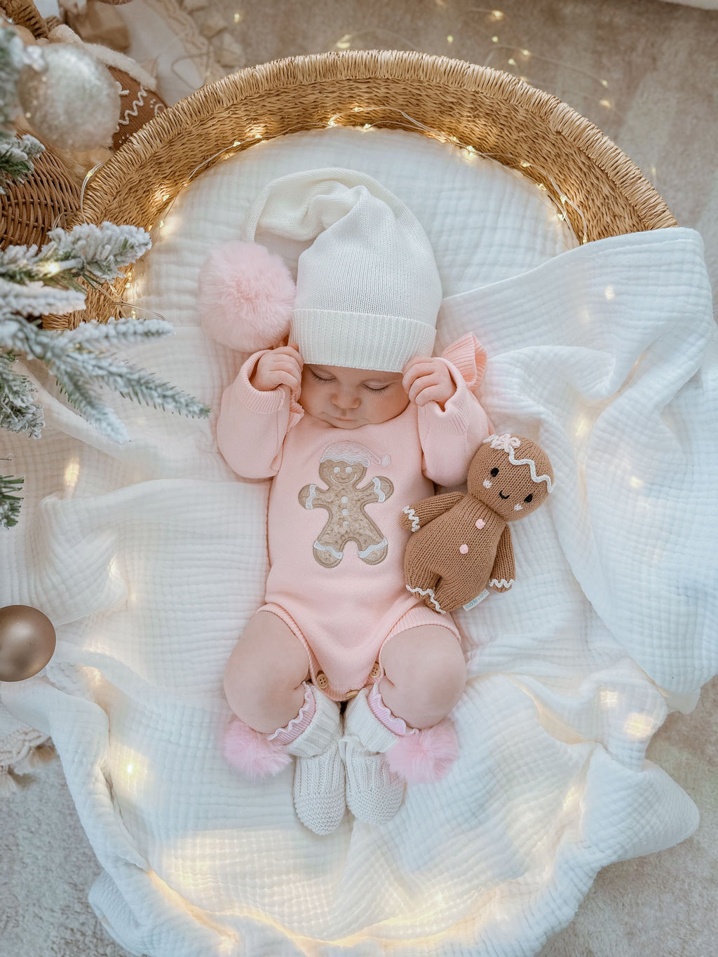 Gingerbread Sherpa Frill Romper Pink