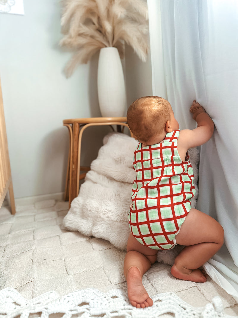 Peppermint Check Summer Romper