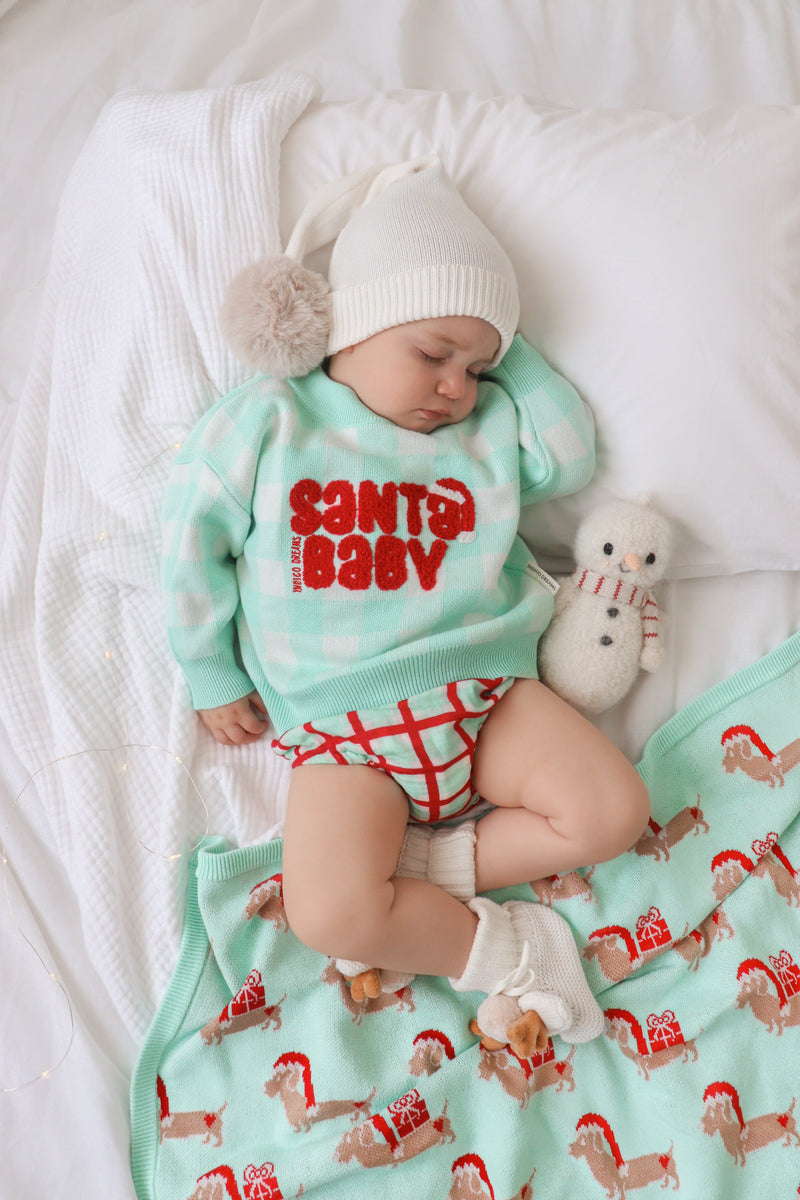 Santa Baby Gingham Jumper - Peppermint