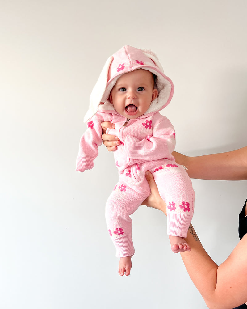 Bonnie Sherpa Hooded Romper - Bubblegum Pink