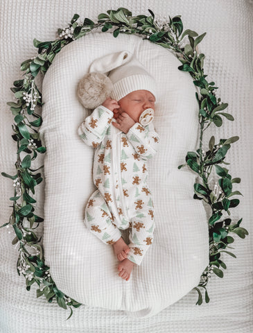 Mint Gingerbread Ribbed Bubble Romper