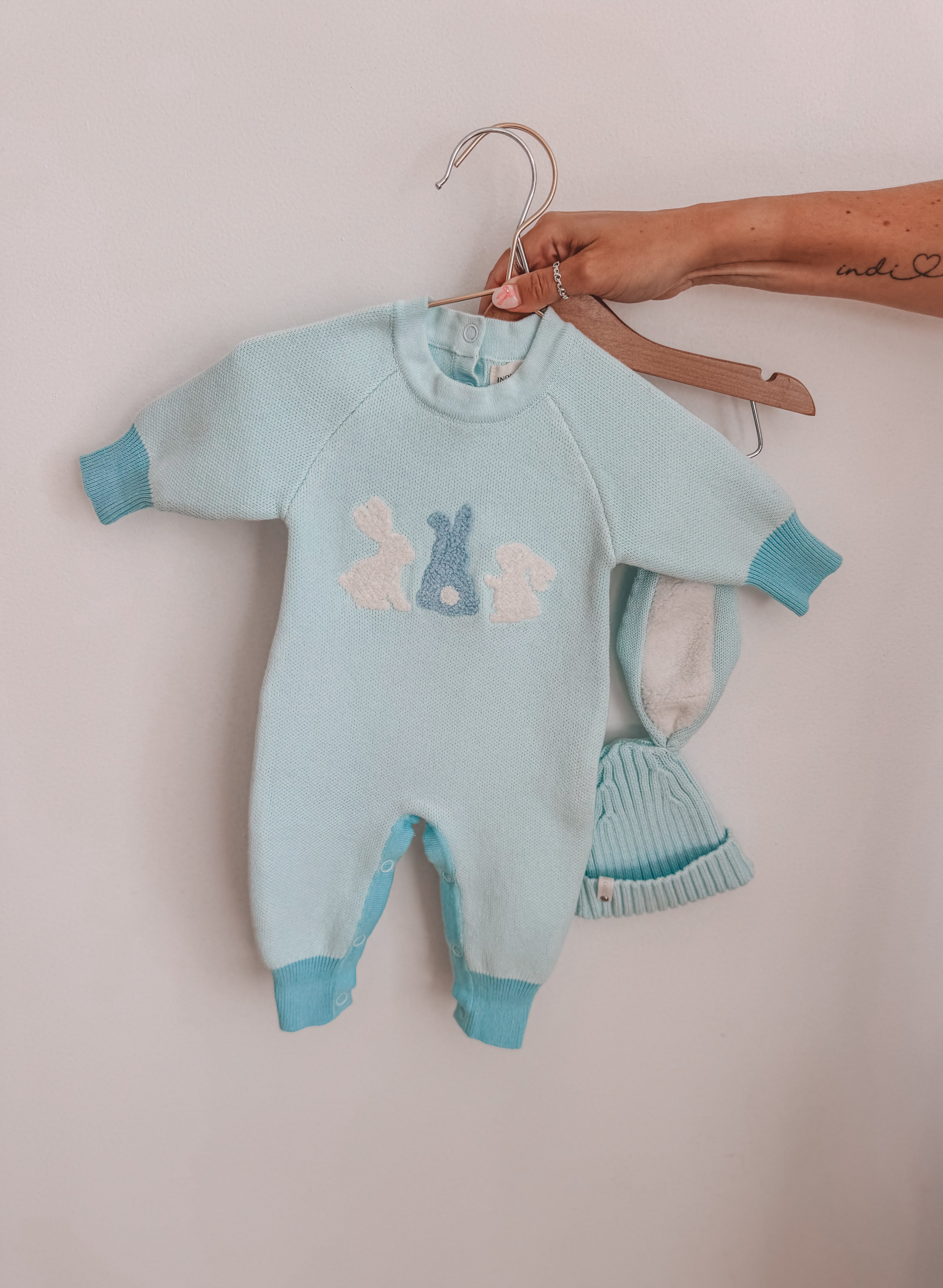 Bunny Boucle Romper - Sky