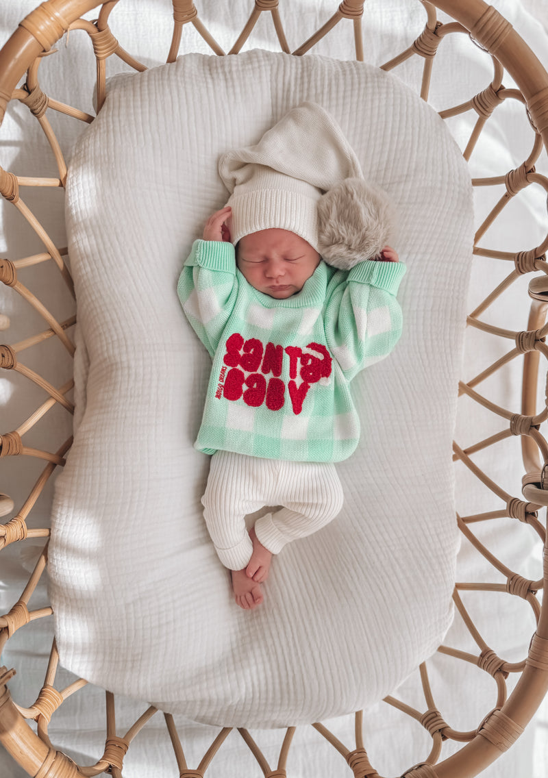 Santa Baby Gingham Jumper - Peppermint