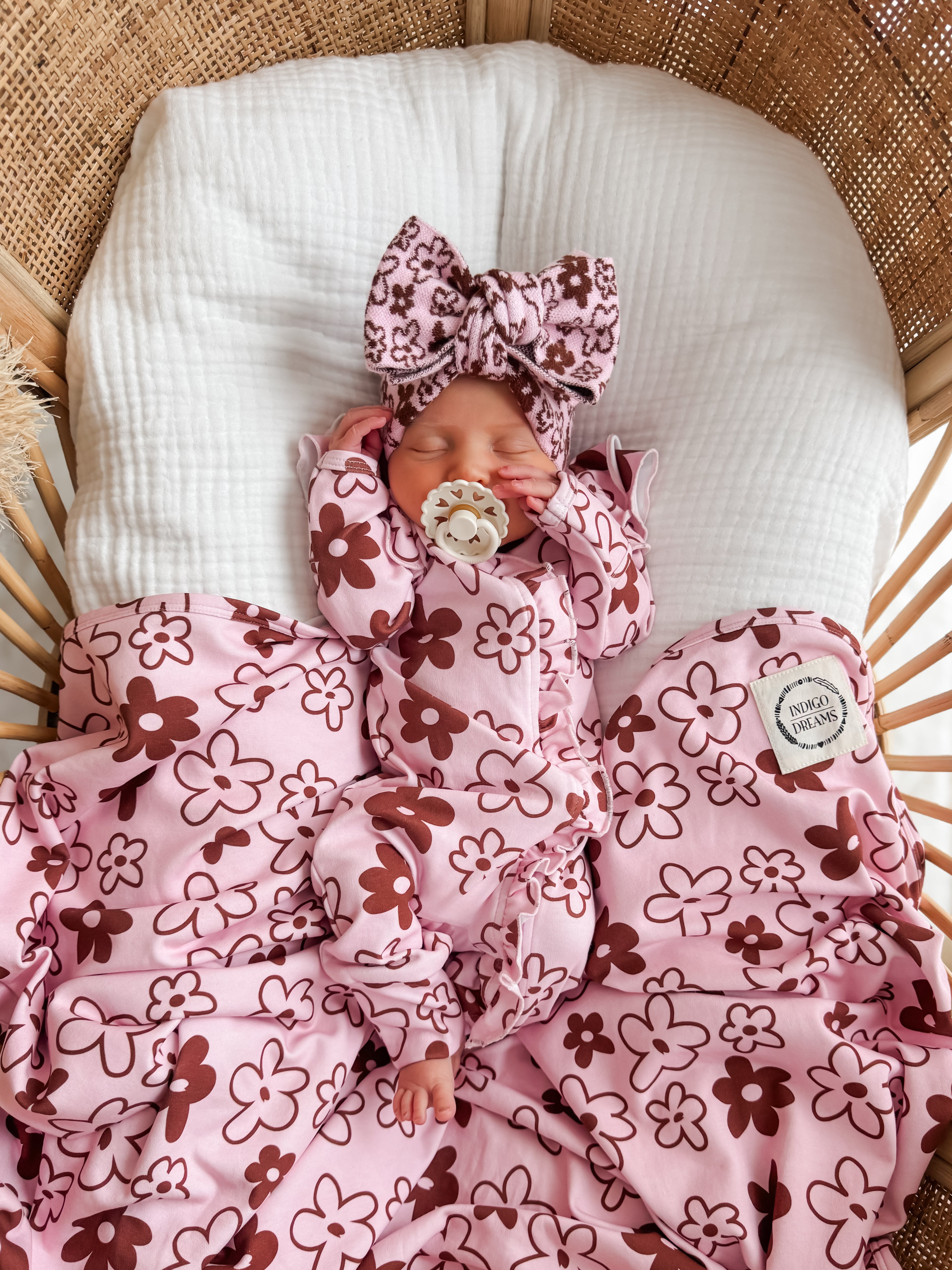 Romy Ruffle Onesie - Cocoa & Blossom