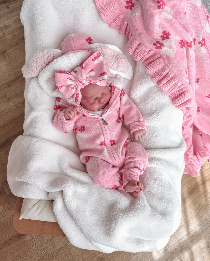 Bonnie Sherpa Hooded Romper - Bubblegum Pink