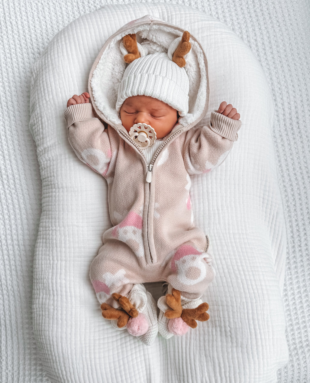 Reindeer Sherpa Hooded Romper