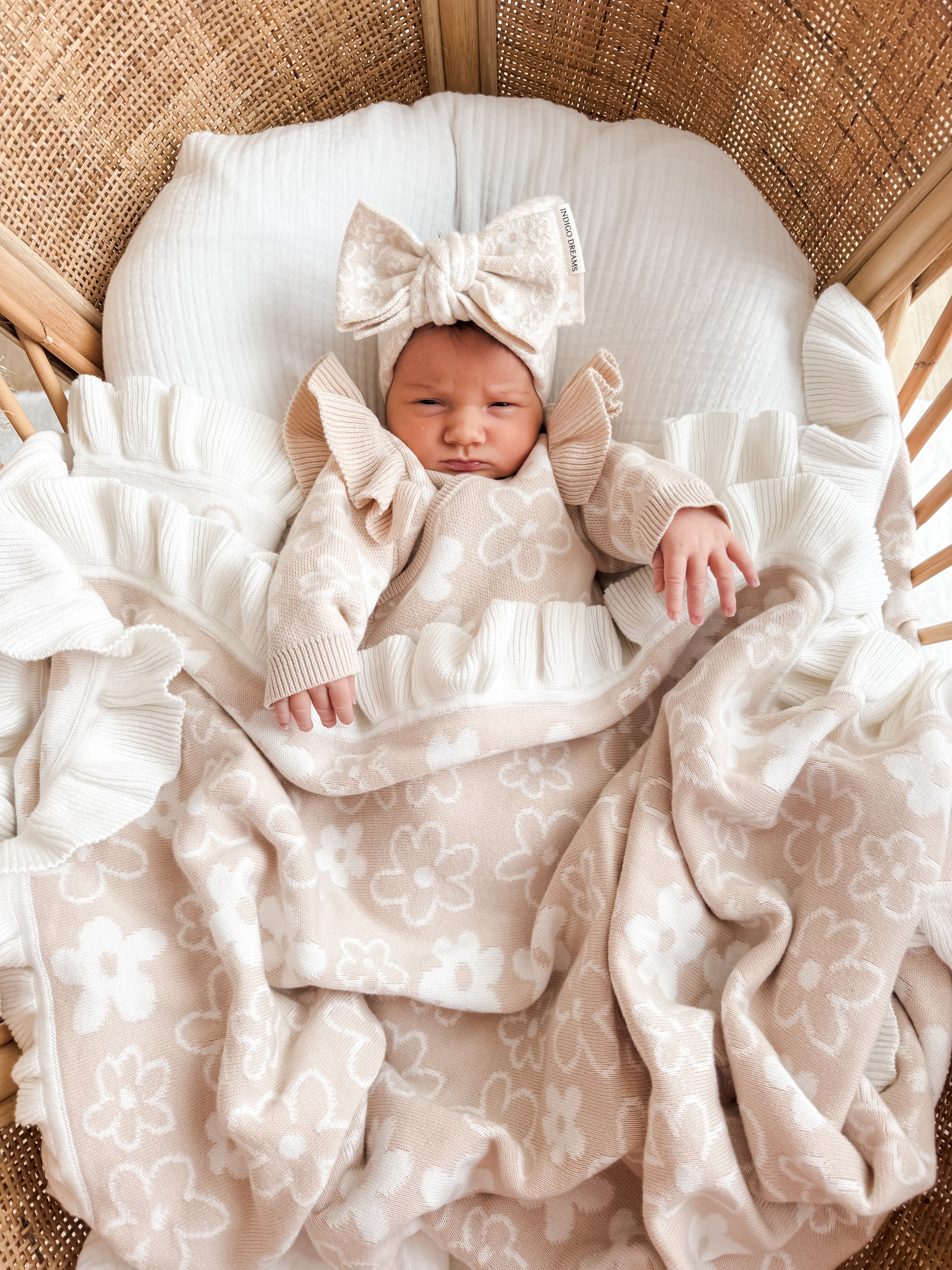 Romy Frill Reversible Blanket -  Almond