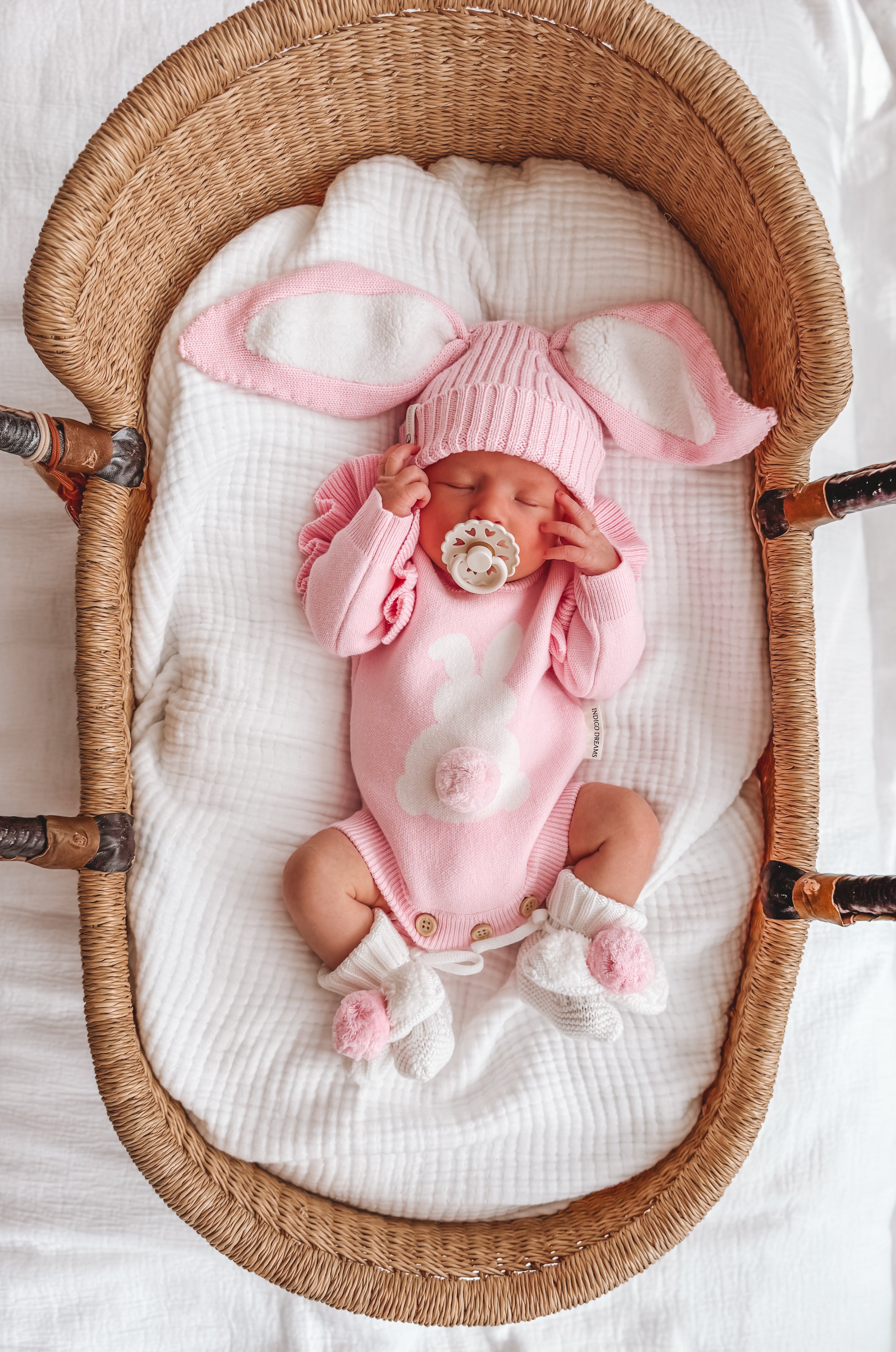 Bunny Pom Romper - Blossom
