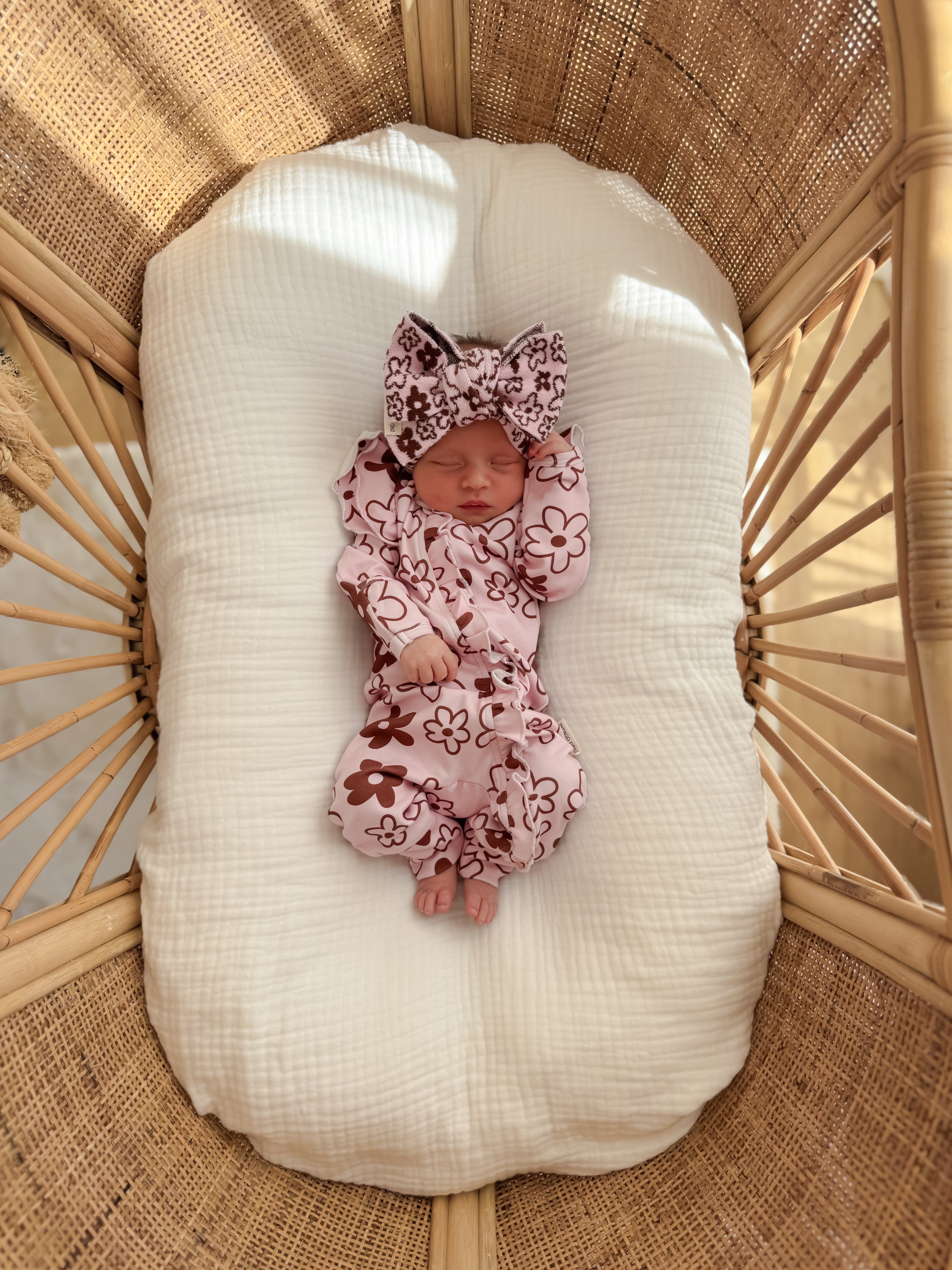 Romy Ruffle Onesie - Cocoa & Blossom