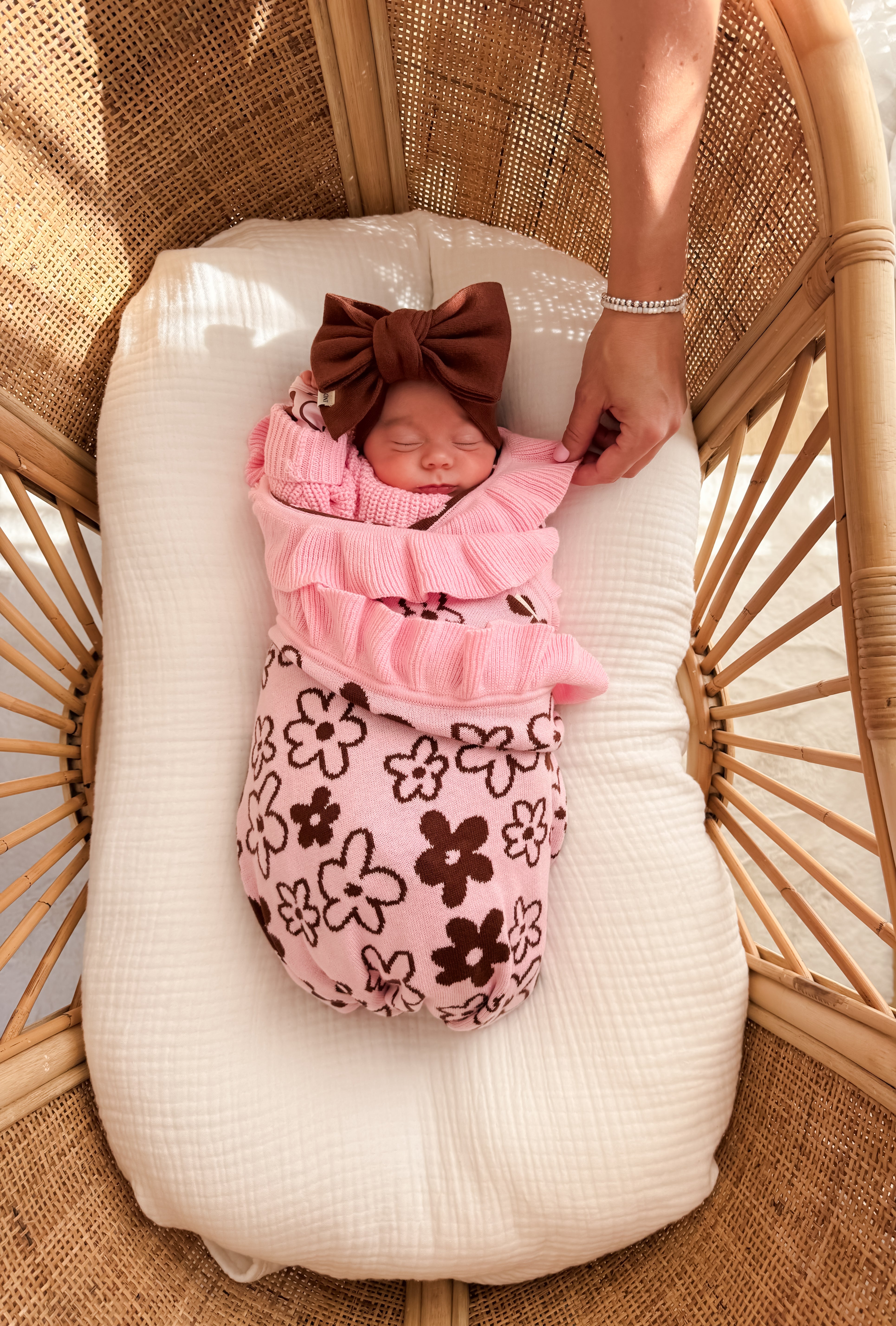 Romy Frill Reversible Blanket - Cocoa & Blossom