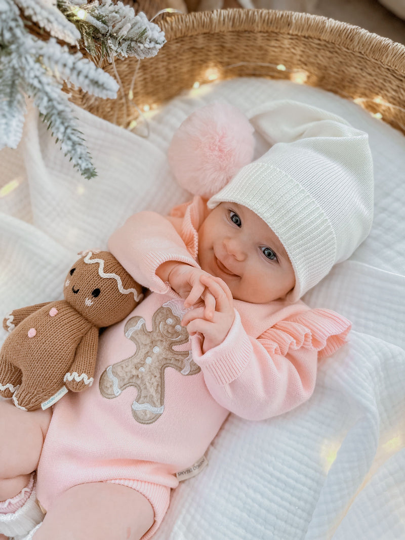 Gingerbread Sherpa Frill Romper Pink