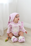 Gingham Bunny Longsleeve Romper - Orchid