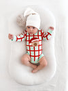 Santa Bear Longsleeve Romper - Peppermint